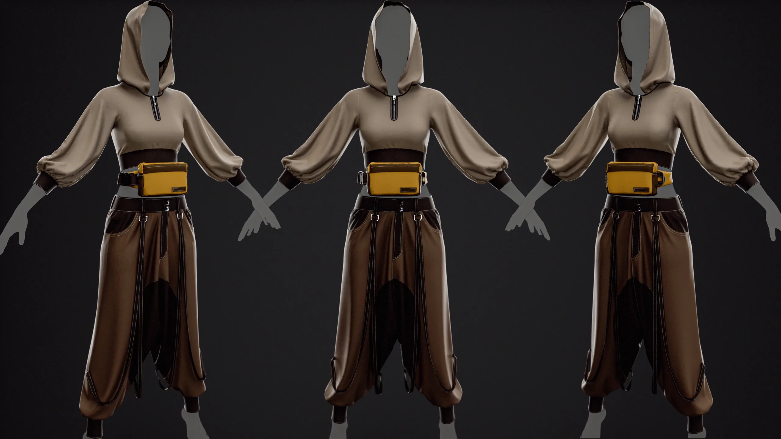 Hoods Costume + Clo3D/Marvelous + Video Tutorial + ZPRJ + OBJ + UV+ Texture Vol.02