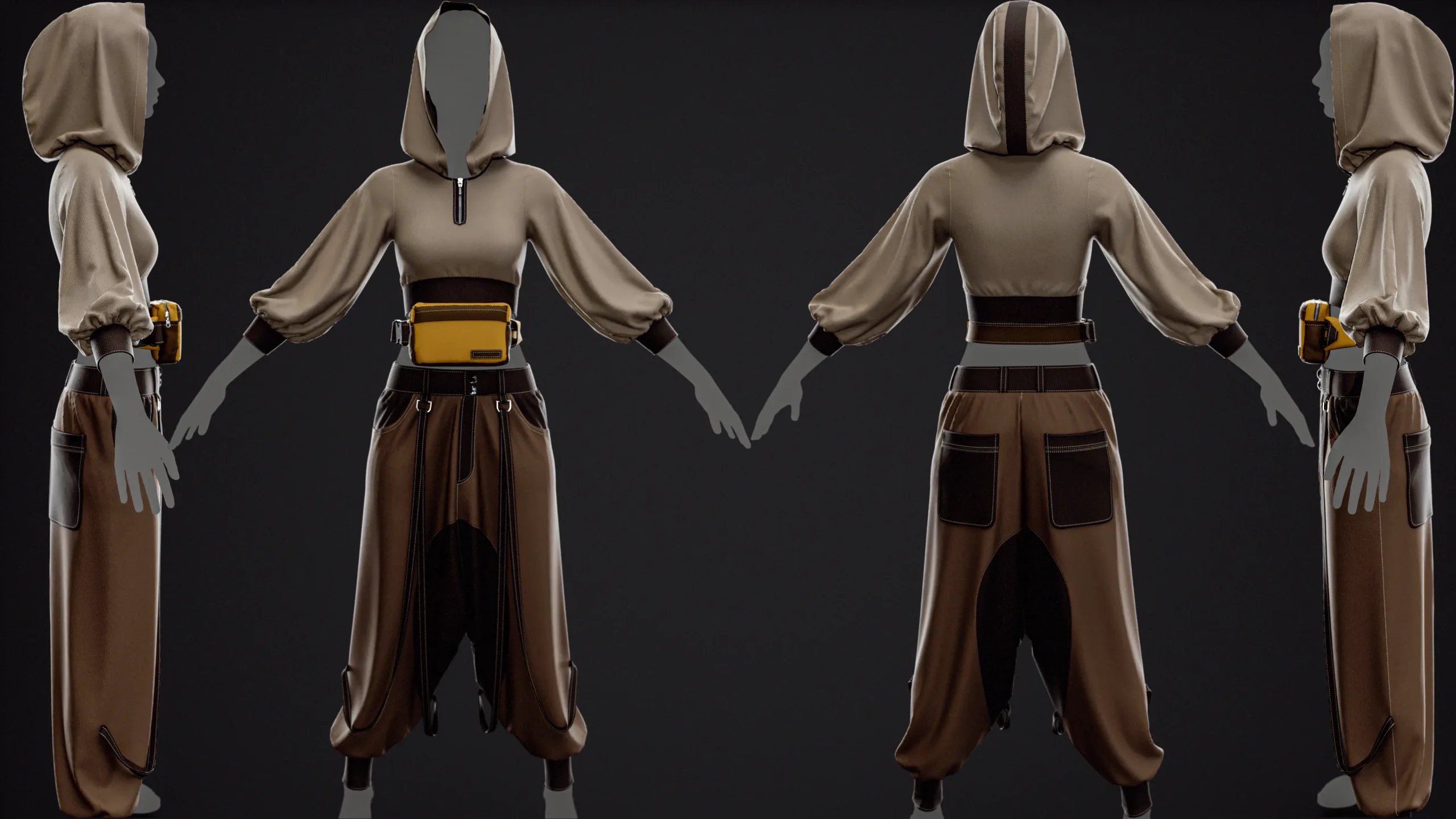 Hoods Costume + Clo3D/Marvelous + Video Tutorial + ZPRJ + OBJ + UV+ Texture Vol.02