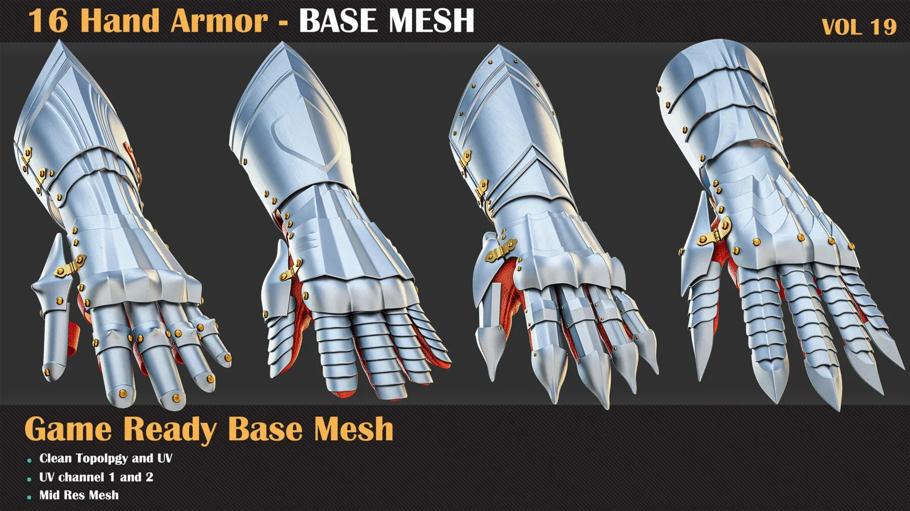 16 Hand Armor BASE MESH - VOL 19