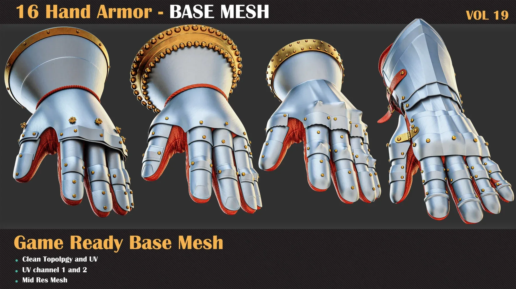 16 Hand Armor BASE MESH - VOL 19