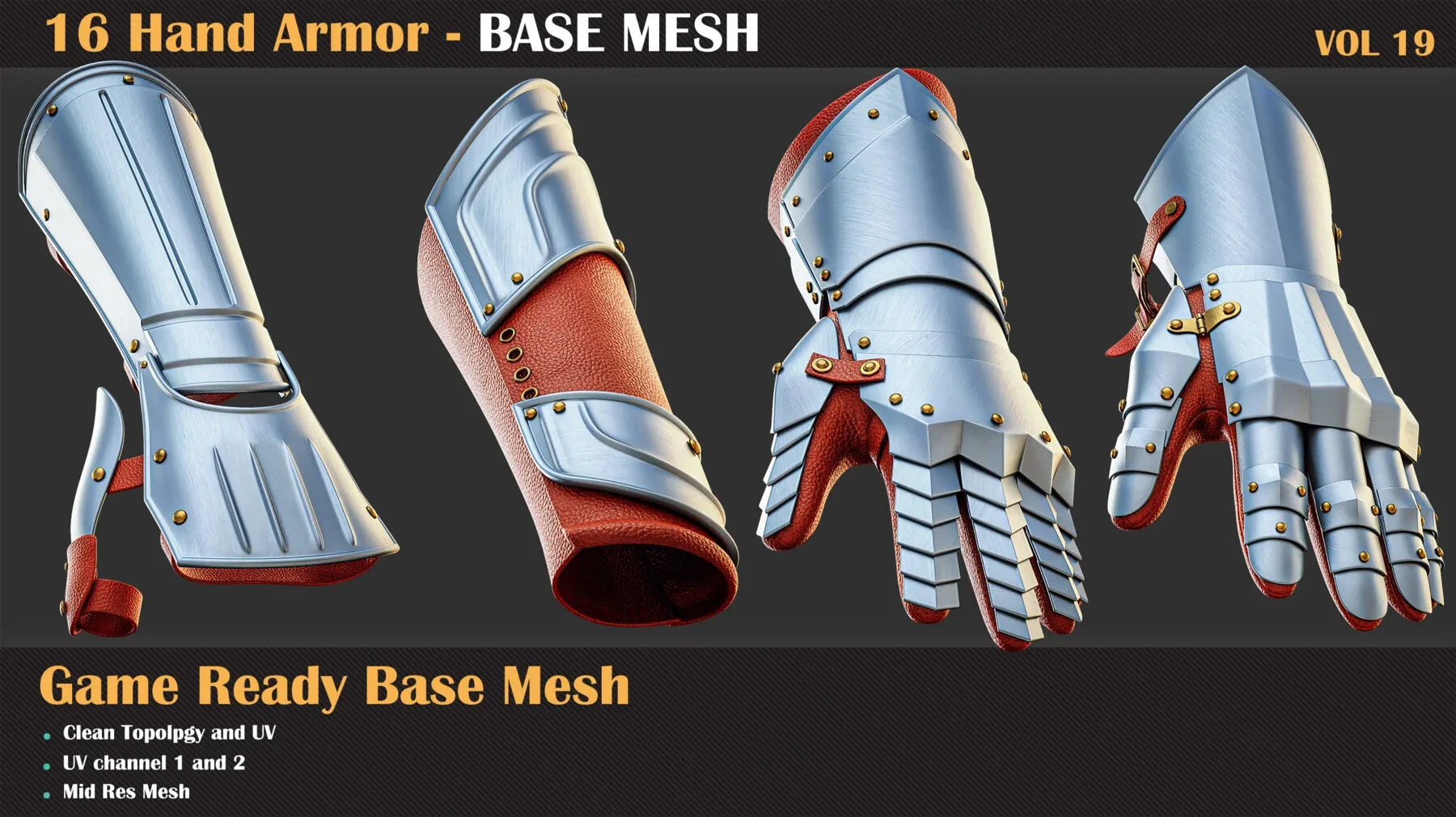 16 Hand Armor BASE MESH - VOL 19