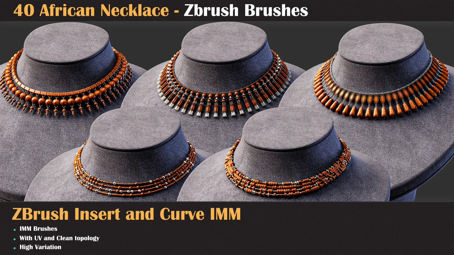 40 African Necklace ZBrush IMM Brushes