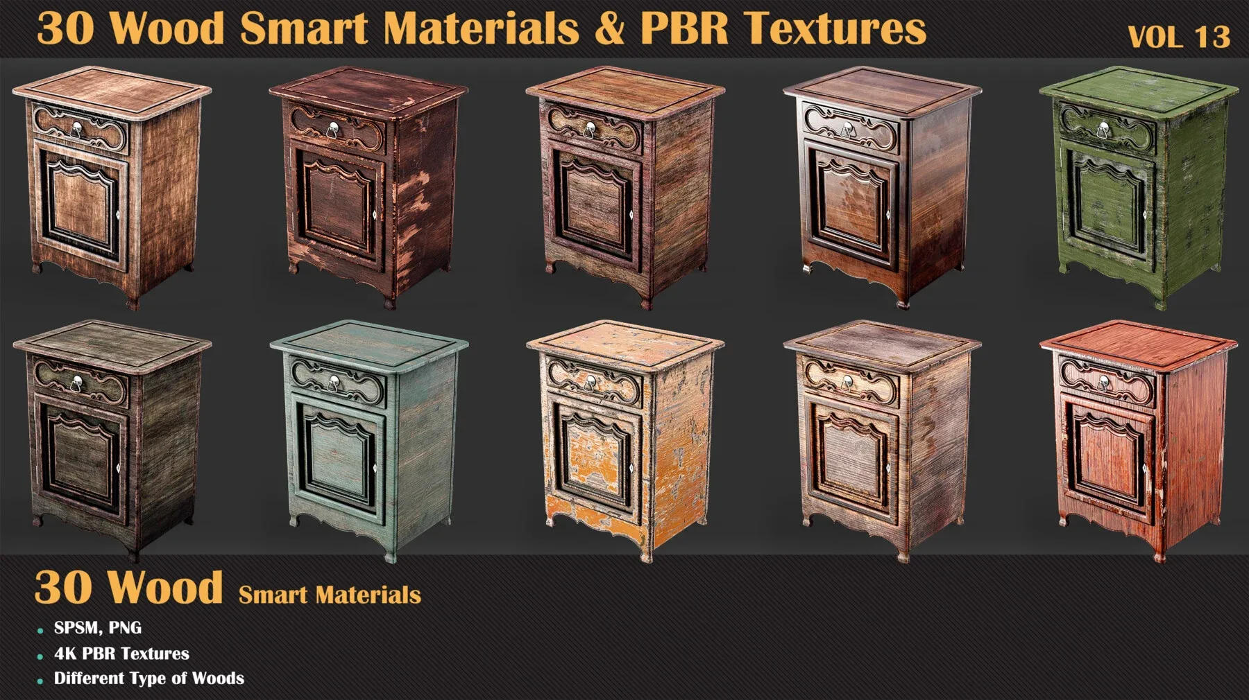 30 Wood Smart Materials & PBR Textures - Vol 13