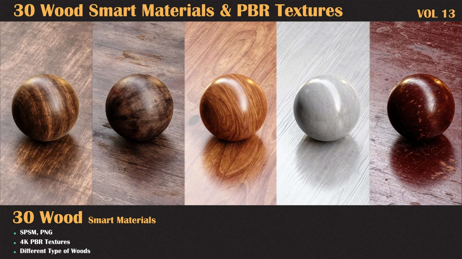 30 Wood Smart Materials & PBR Textures - Vol 13