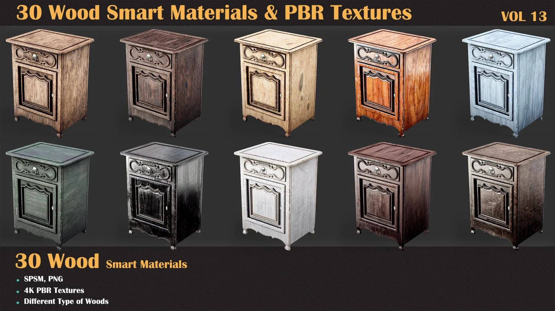 30 Wood Smart Materials & PBR Textures - Vol 13