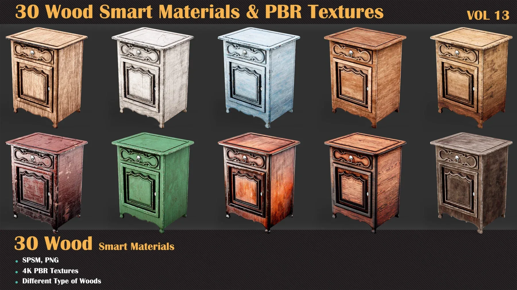 30 Wood Smart Materials & PBR Textures - Vol 13