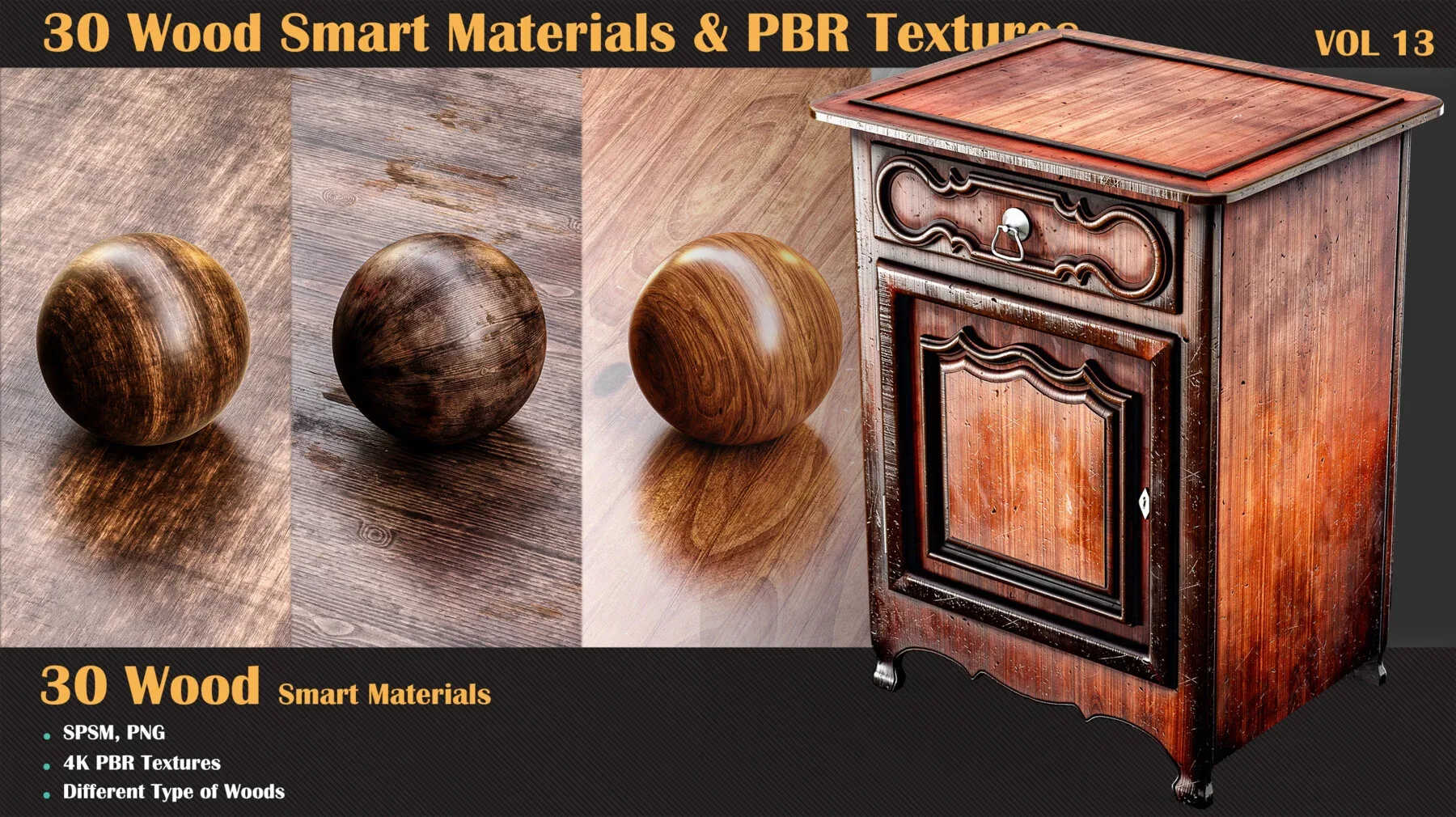 30 Wood Smart Materials & PBR Textures - Vol 13