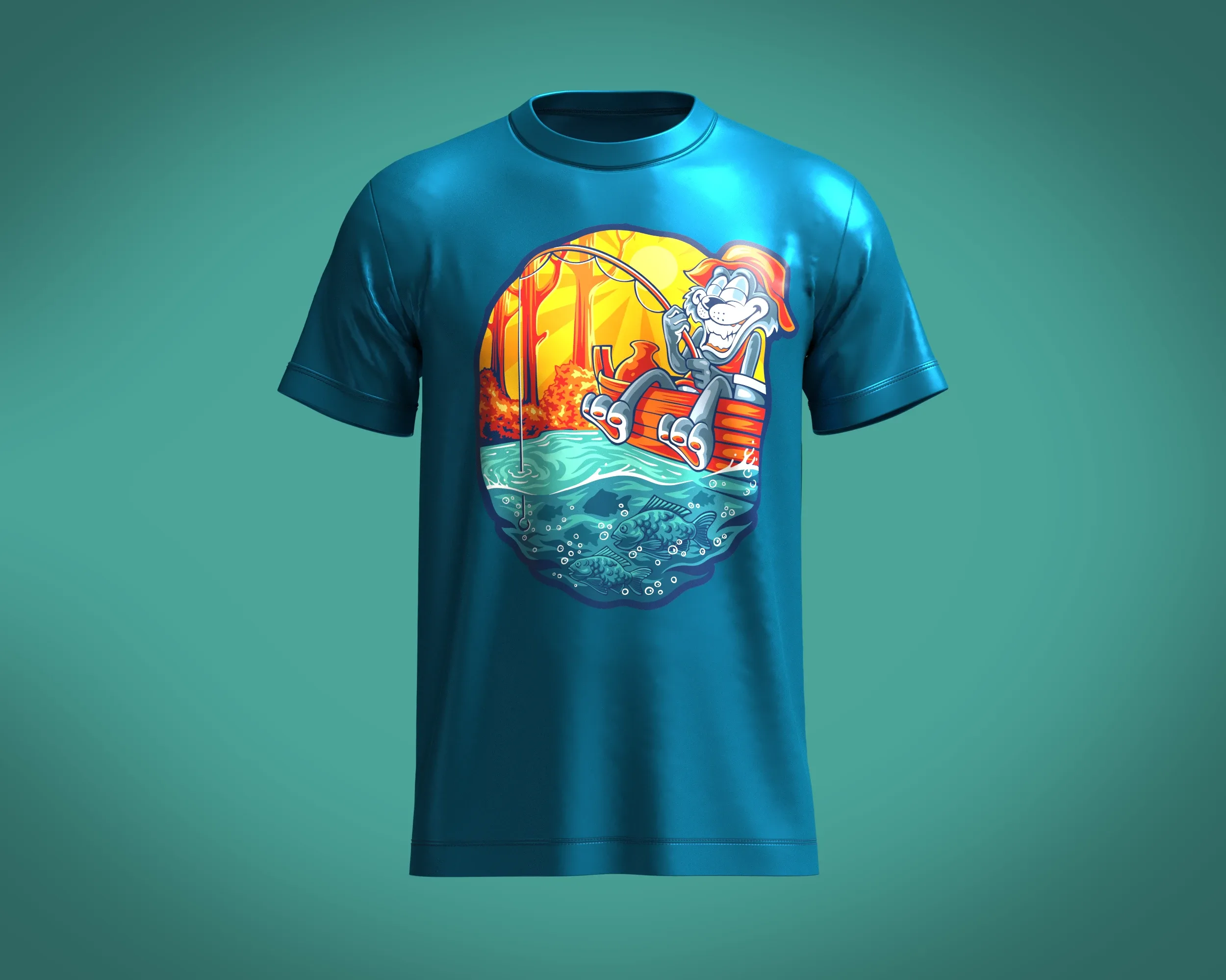 Tshirt fishing cat - Metaverse | Marvelous / Clo3d / obj / fbx