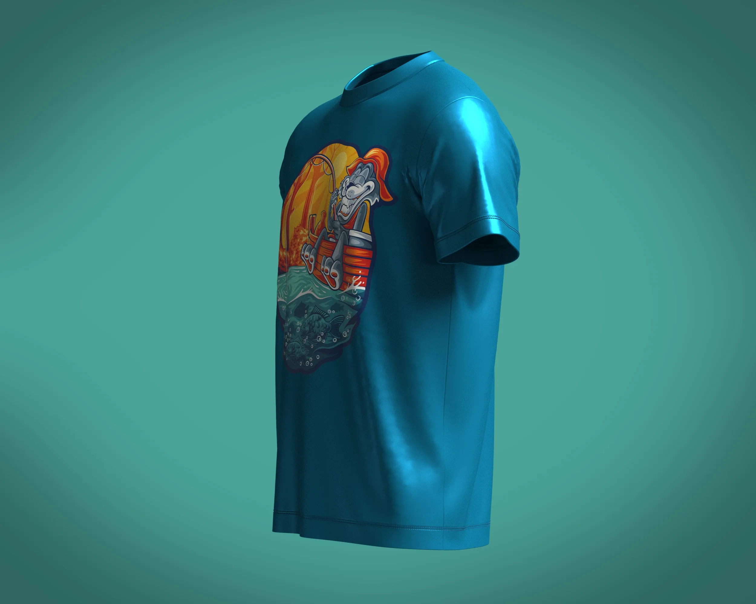 Tshirt fishing cat - Metaverse | Marvelous / Clo3d / obj / fbx