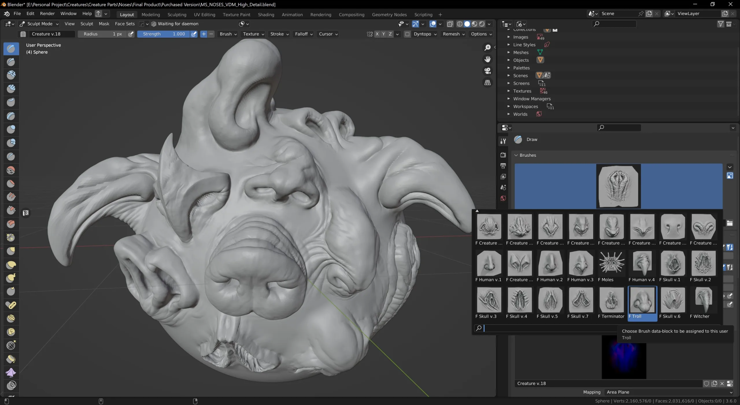 44 Nose - High Detailed Noses For Creatures - VDM Zbursh, VDM Blender