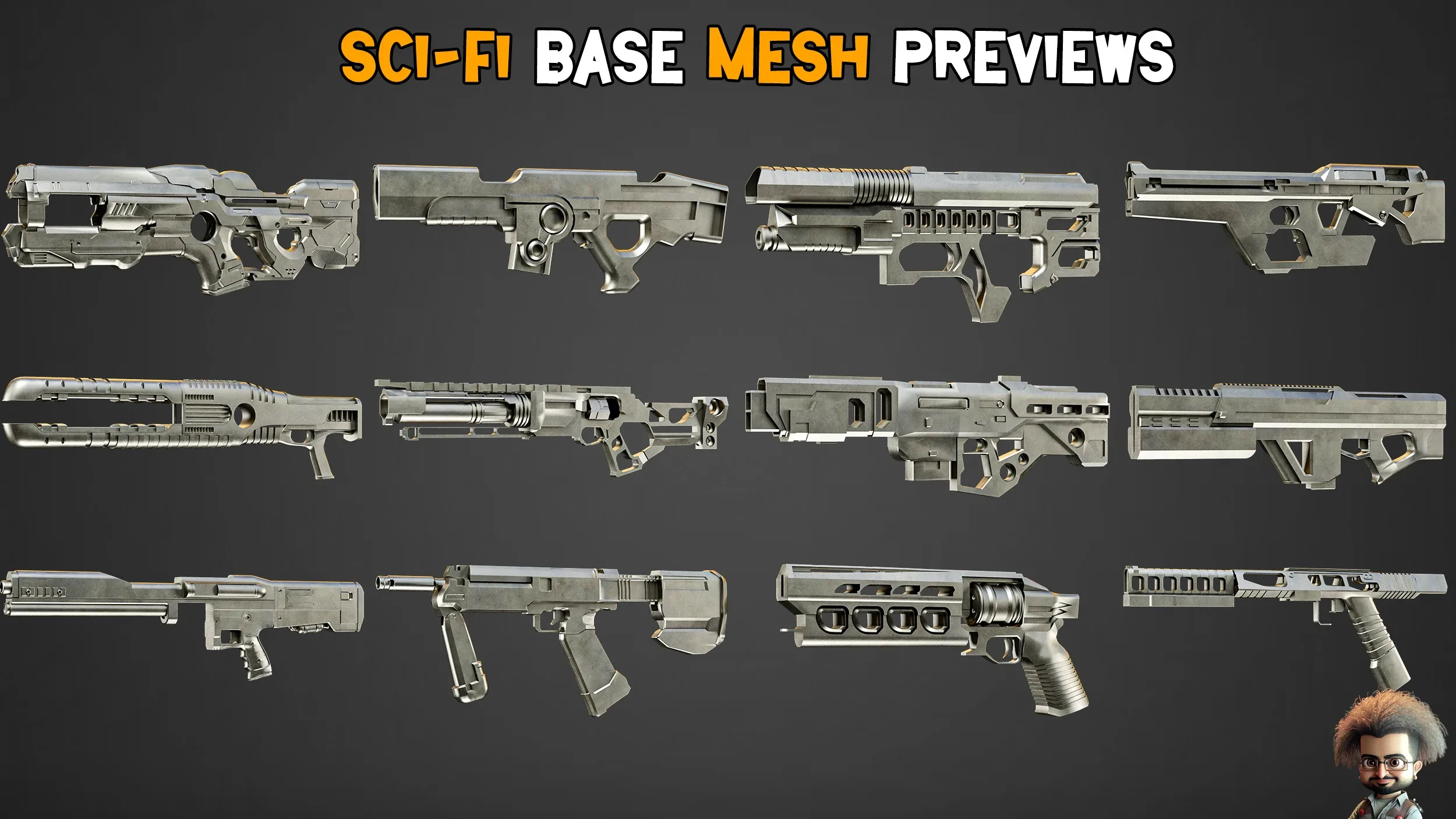 50 Sci-Fi Gun Base Mesh – Vol 05