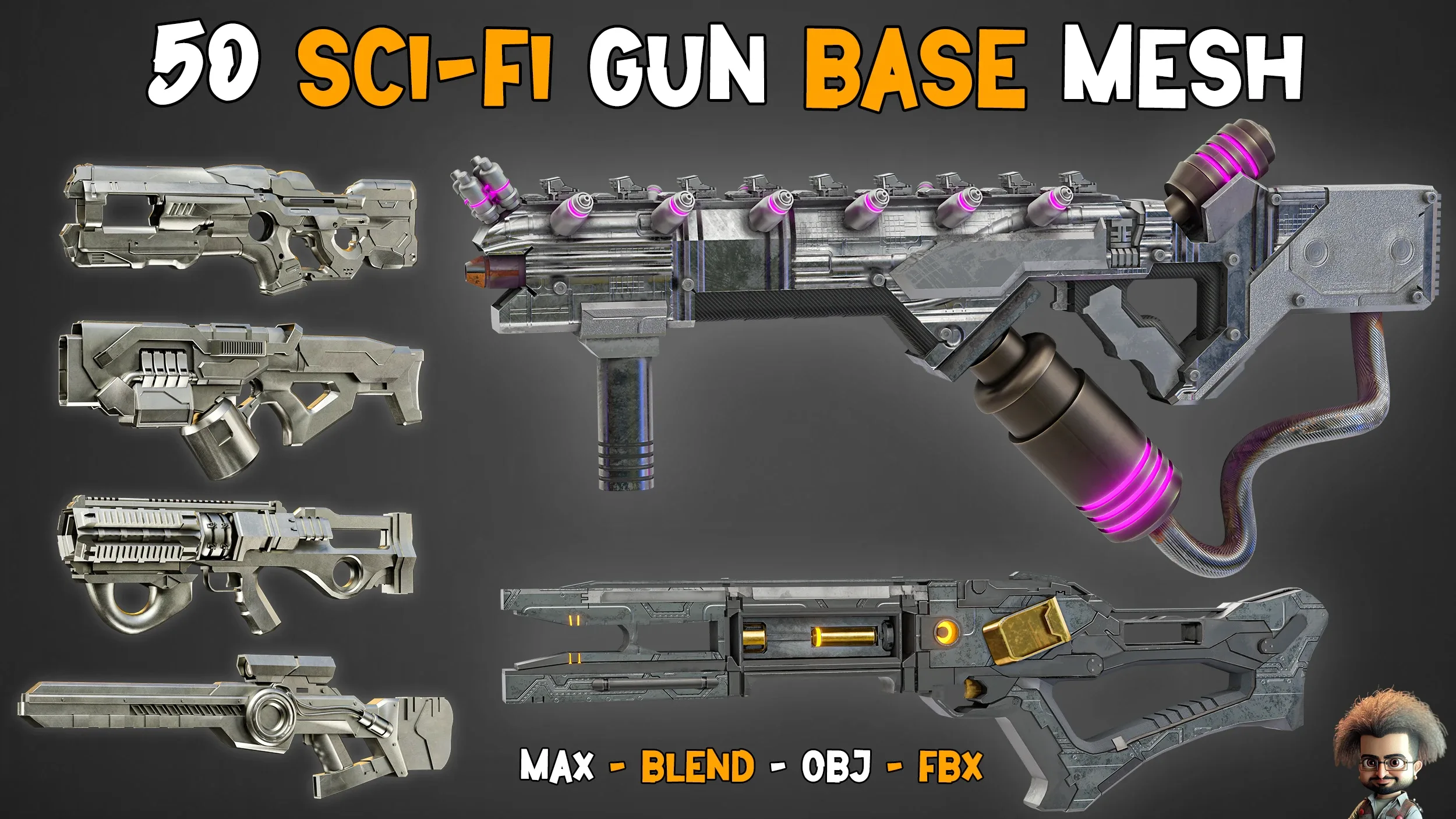 50 Sci-Fi Gun Base Mesh – Vol 05