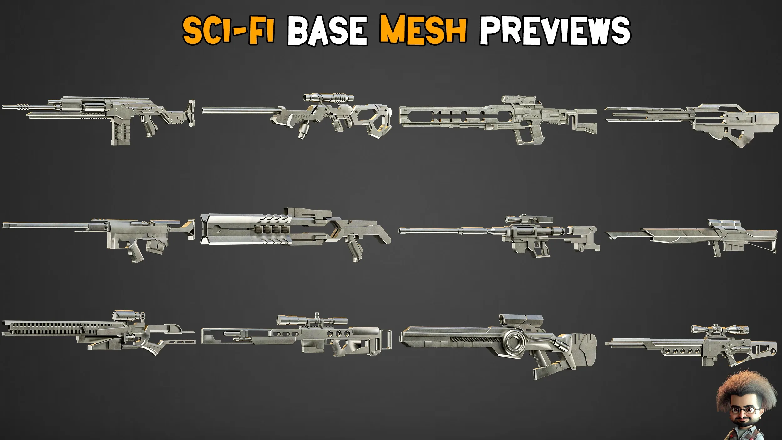 50 Sci-Fi Gun Base Mesh – Vol 05