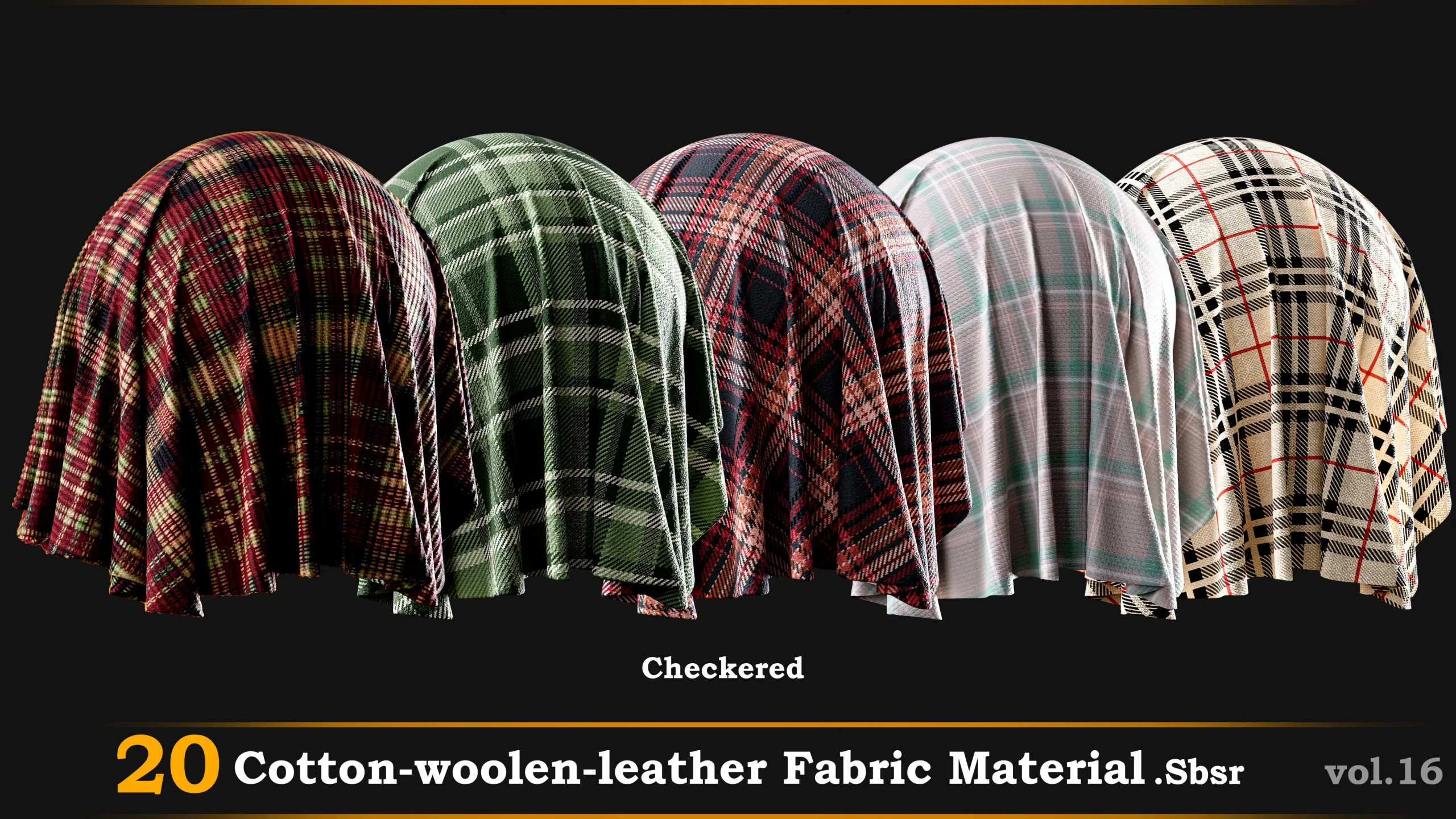 20 Cotton-Leather-Wool-Checkered Fabric Material -SBSR Vol.16