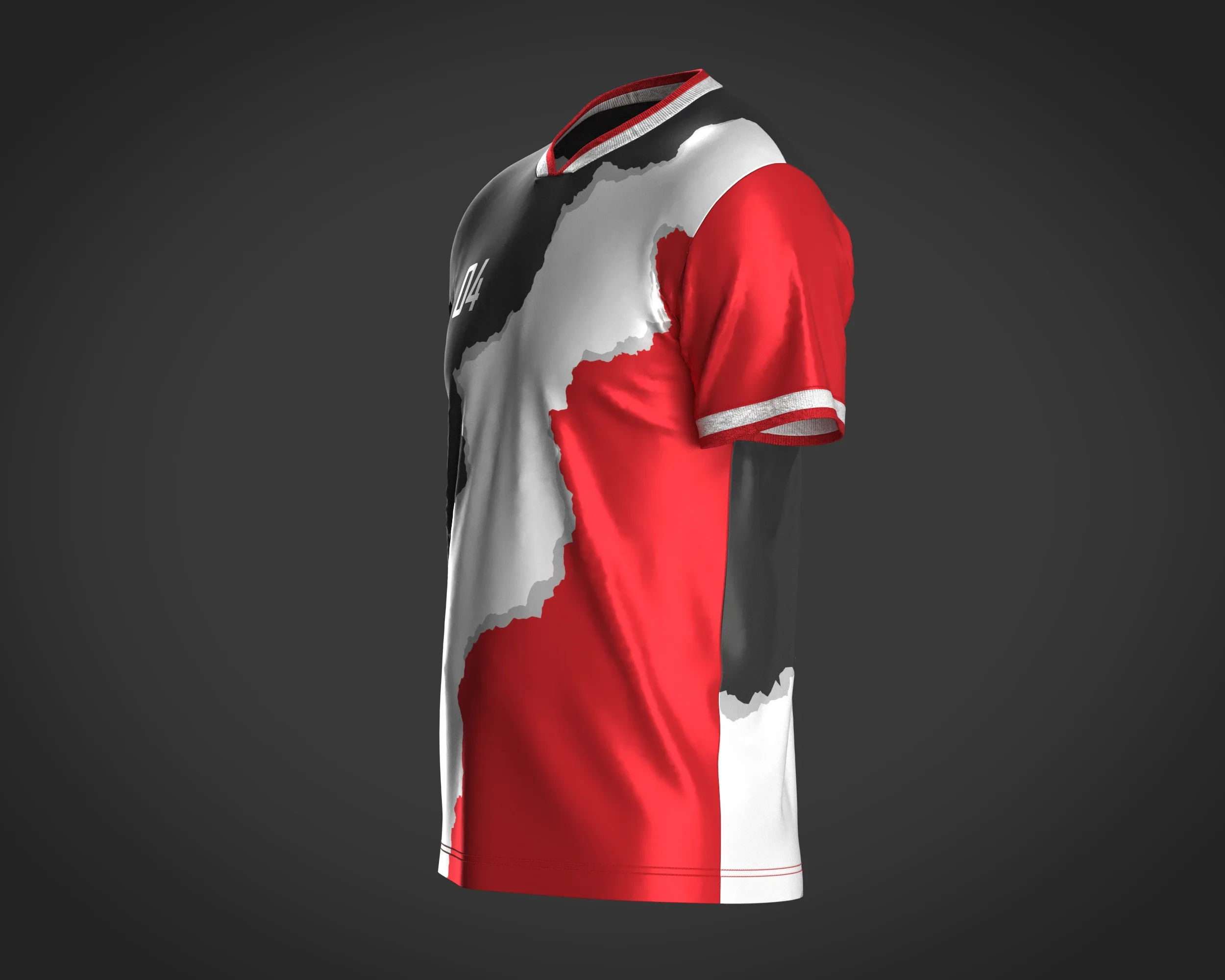 Soccer Black and Red Jersey Player-04 | Marvelous / Clo3d / obj / fbx