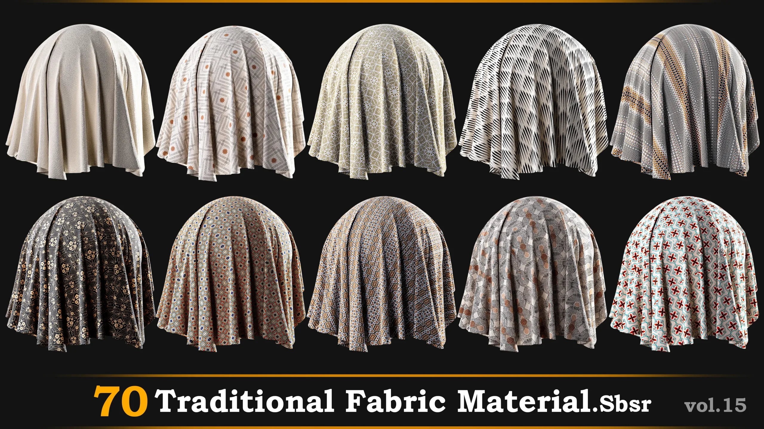 70 Fabric Material-Sbsr Vol.15 -Traditional and Geometric Design