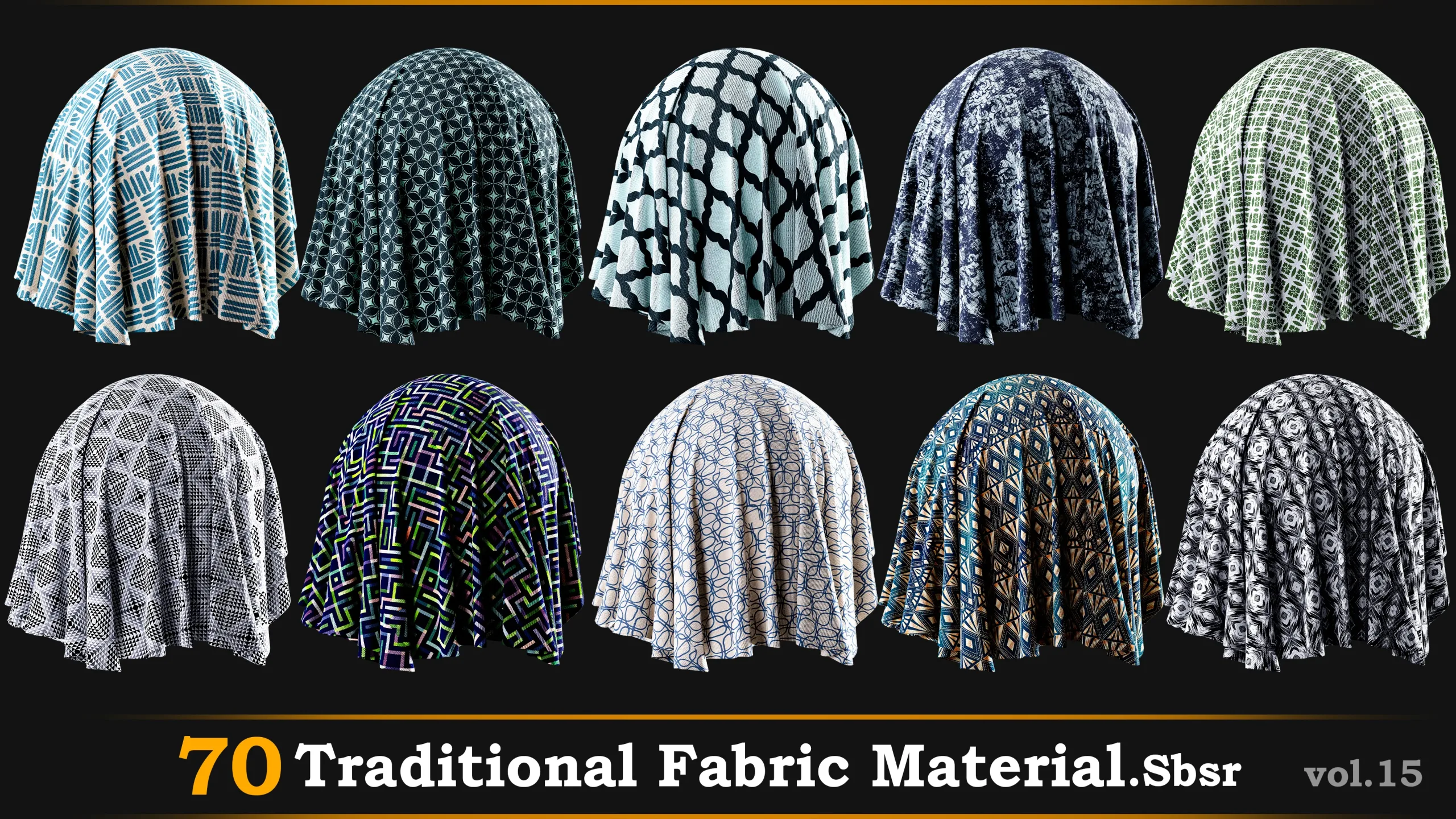 70 Fabric Material-Sbsr Vol.15 -Traditional and Geometric Design