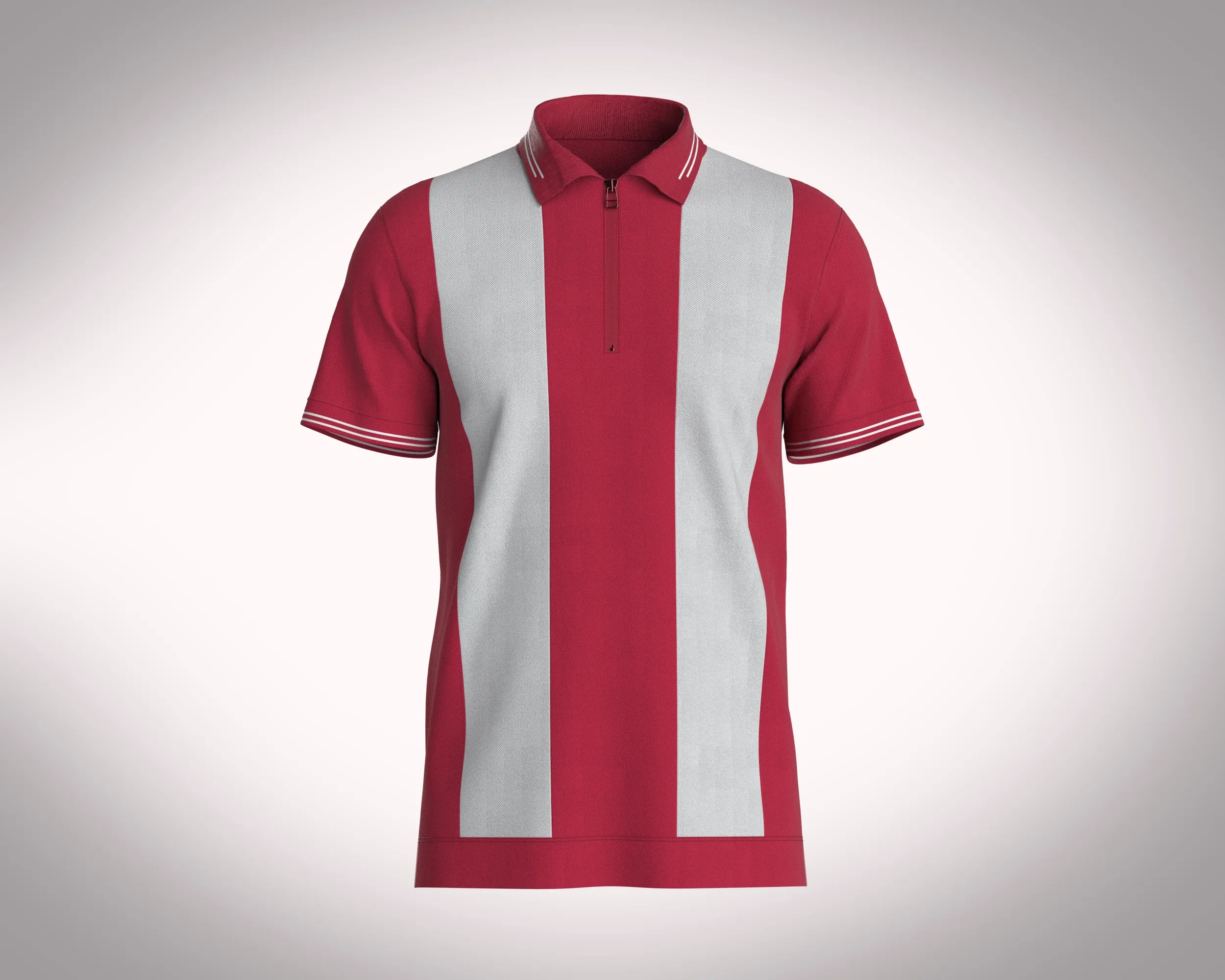 HALF-ZIP STRIPED POLO T-SHIRT | Marvelous / Clo3d / obj / fbx