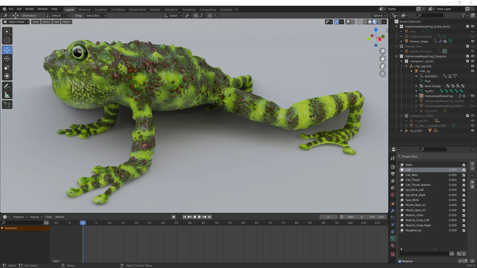 Vietnamese Mossy Frog - Animated