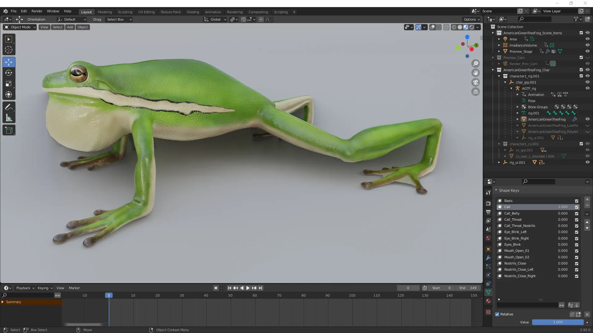 American Green Tree Frog - Animated