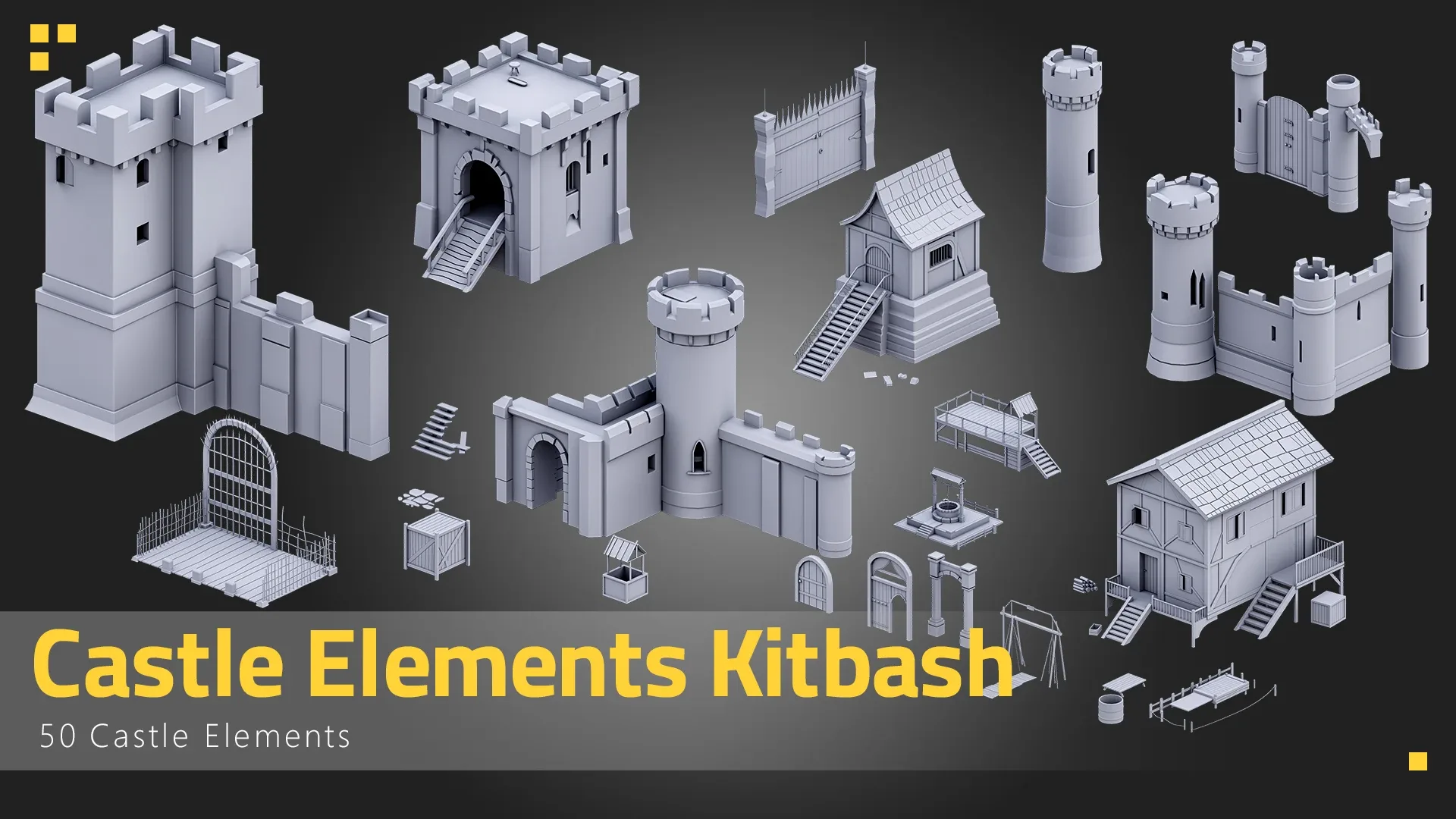 50 Castle Elements Kitbash