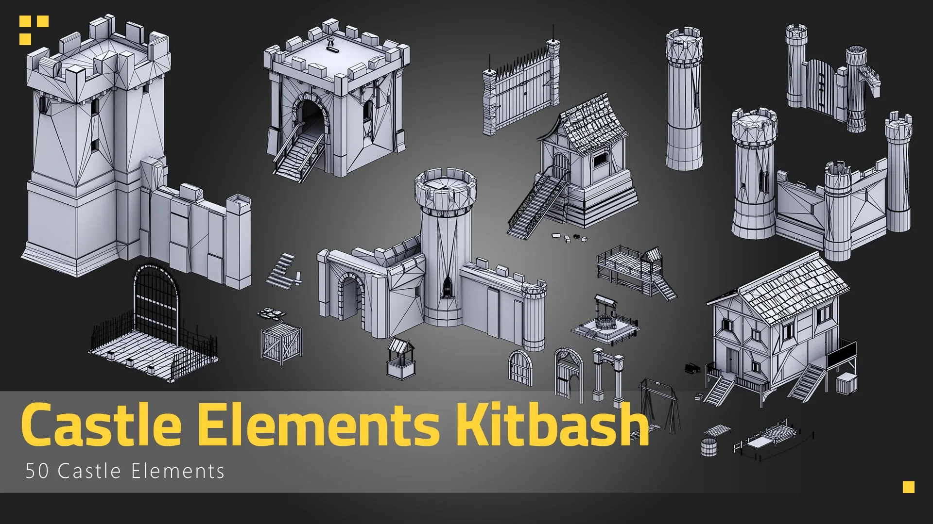 50 Castle Elements Kitbash