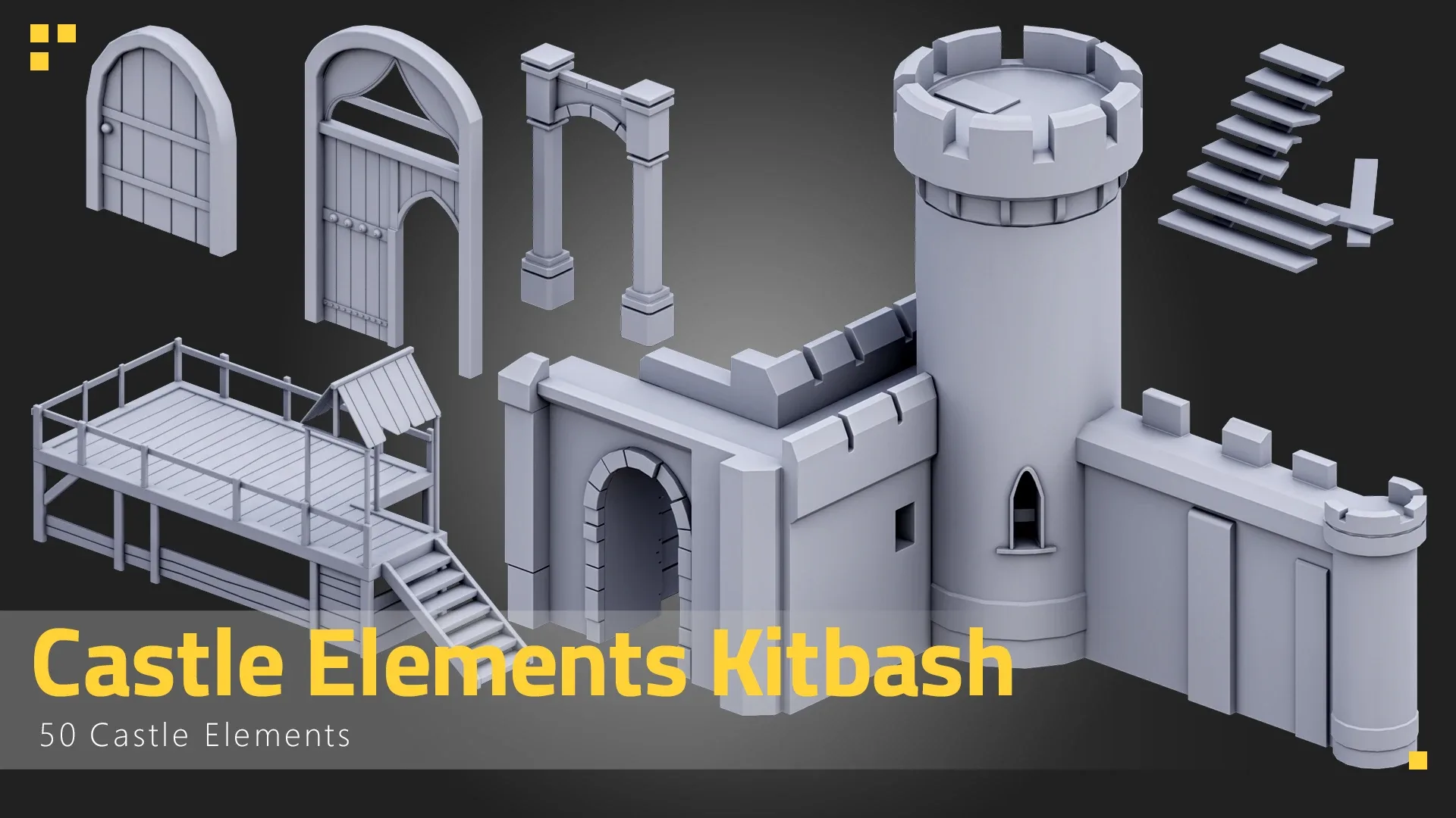 50 Castle Elements Kitbash