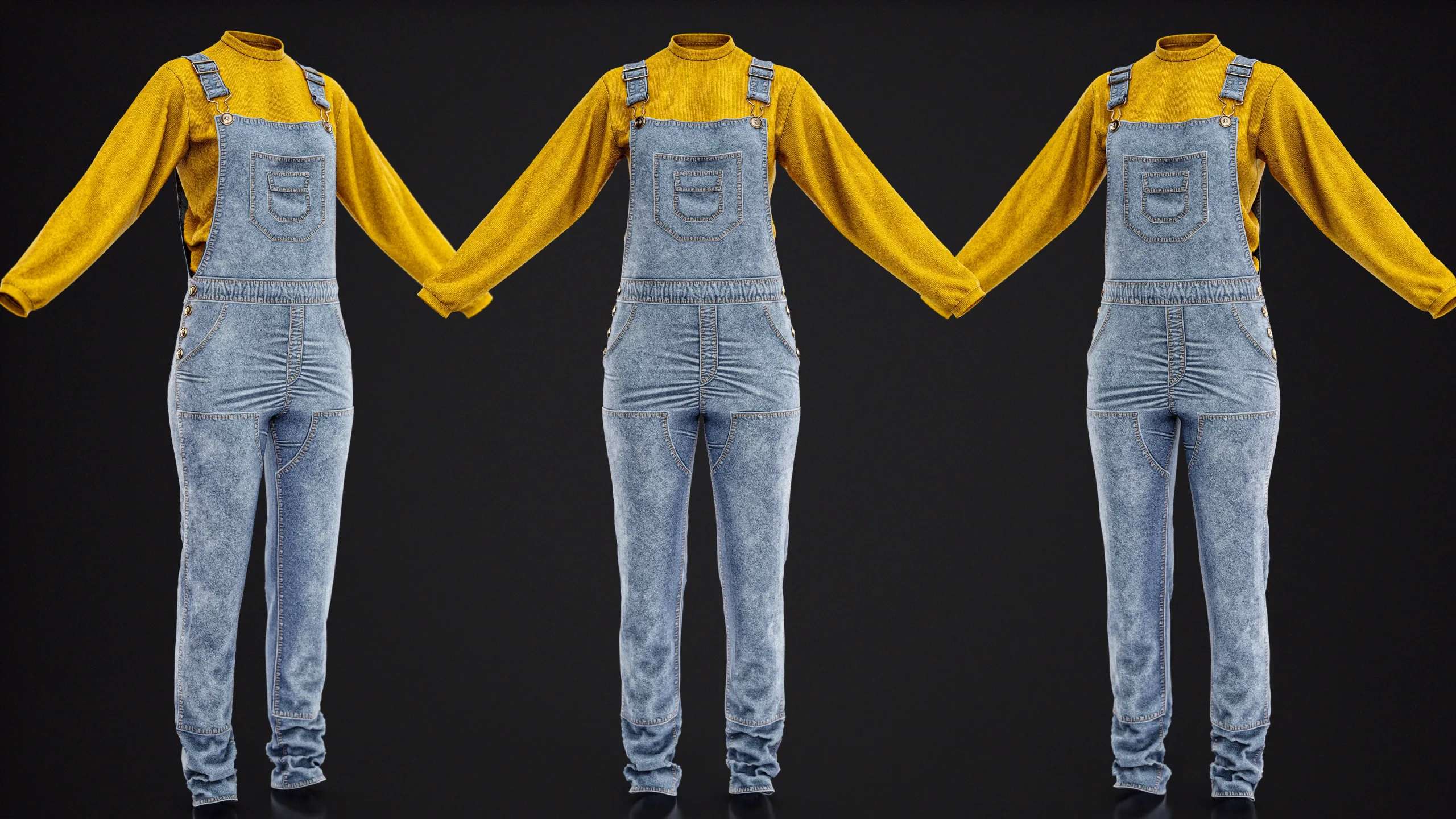 Realistic- Women's Denim Overall Full Creation Process Video Tutorial ( +8 Hours ) + Project Files Vol.01