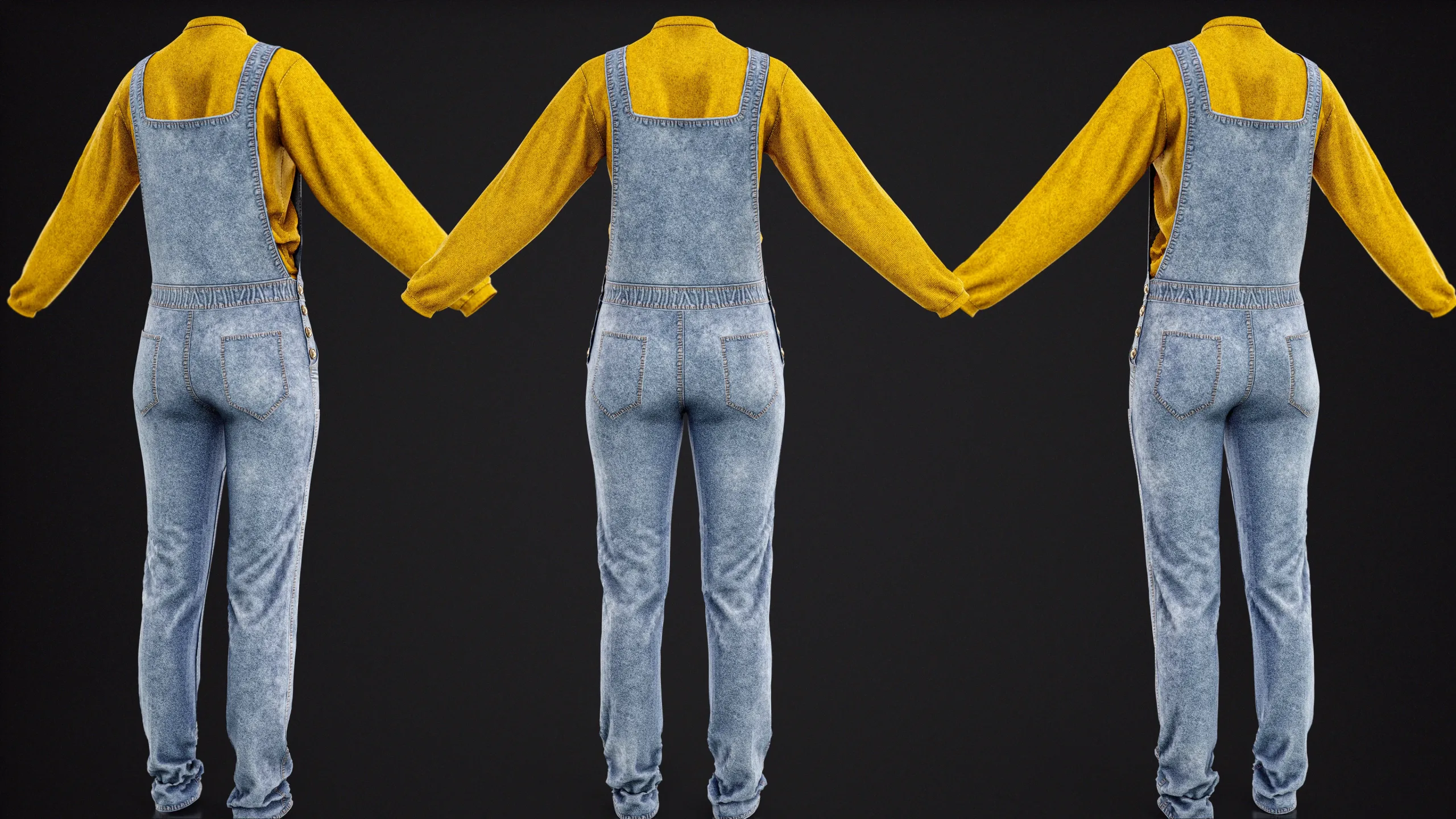 Realistic- Women's Denim Overall Full Creation Process Video Tutorial ( +8 Hours ) + Project Files Vol.01