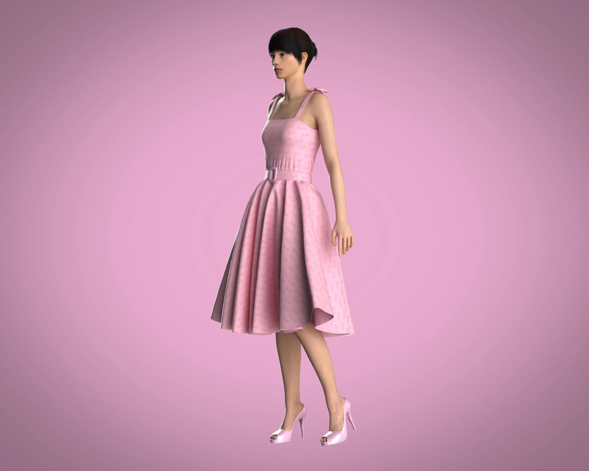 Barbie Dress - Barbie Logo | Marvelous / Clo3d / obj / fbx