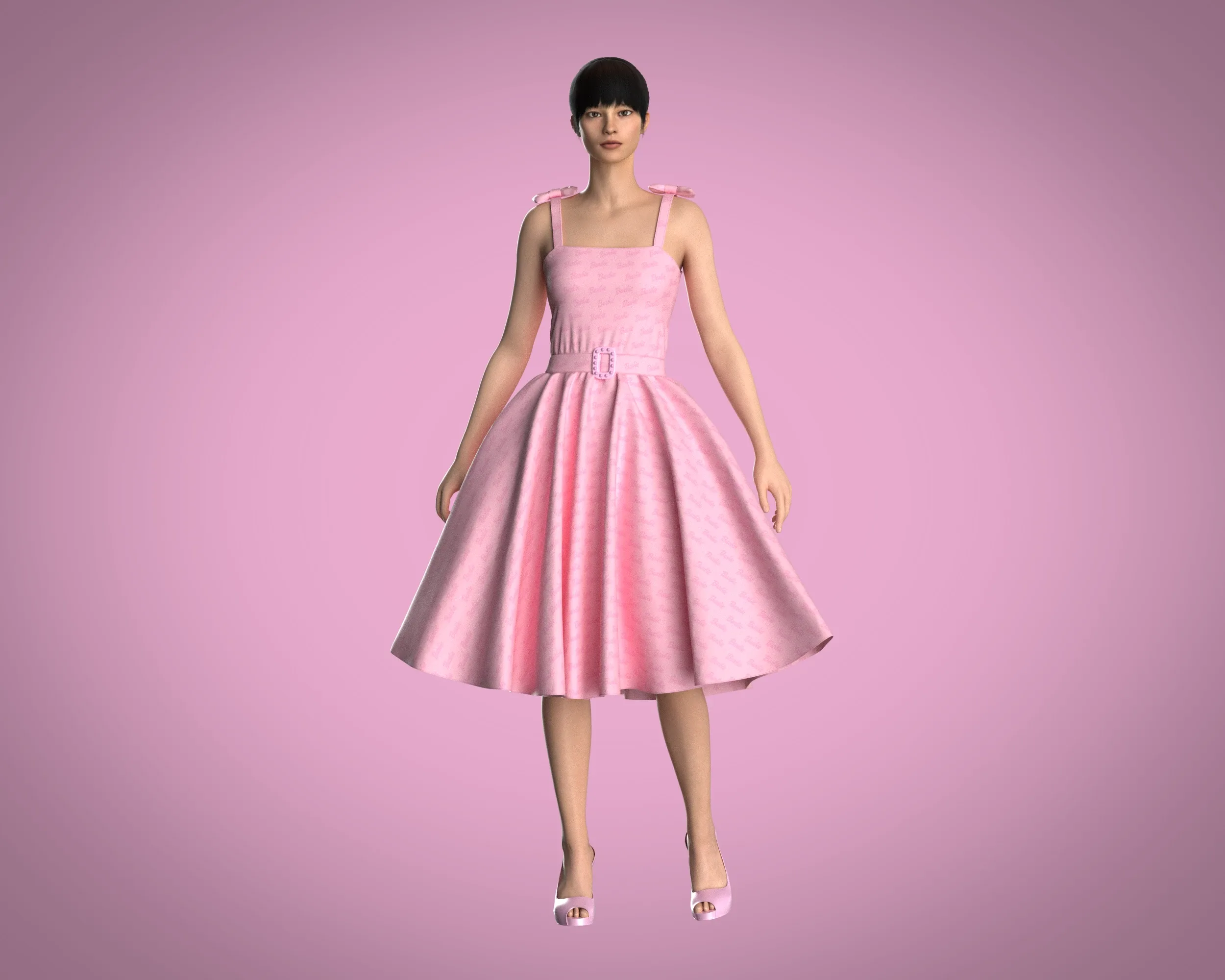 Barbie Dress - Barbie Logo | Marvelous / Clo3d / obj / fbx