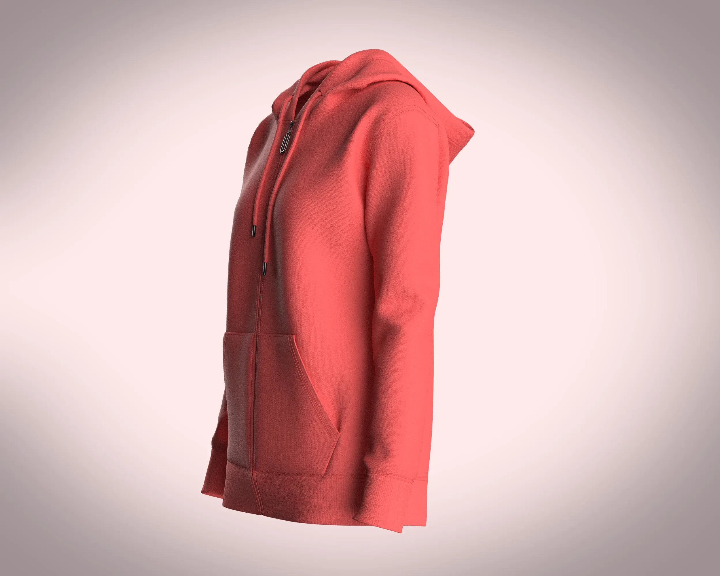 Girls Zipper Hoodie - Red | Marvelous / Clo3d / obj / fbx