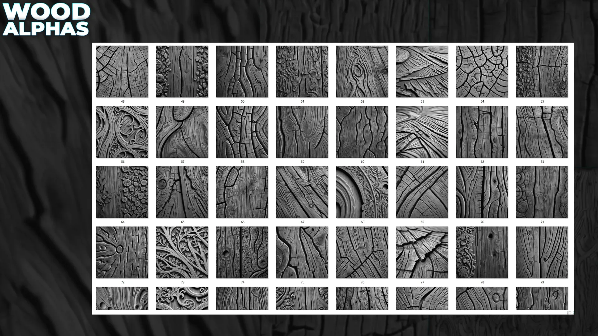 450+ Wood Displacement Map (Alphas) for ZBrush, Blender vol.11