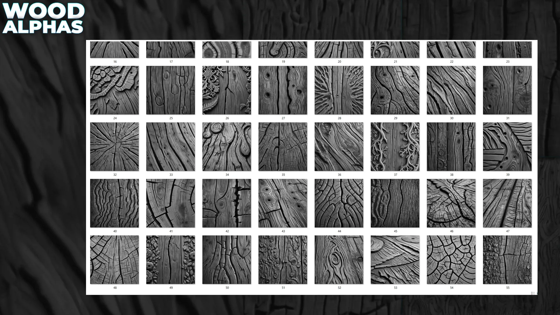 450+ Wood Displacement Map (Alphas) for ZBrush, Blender vol.11