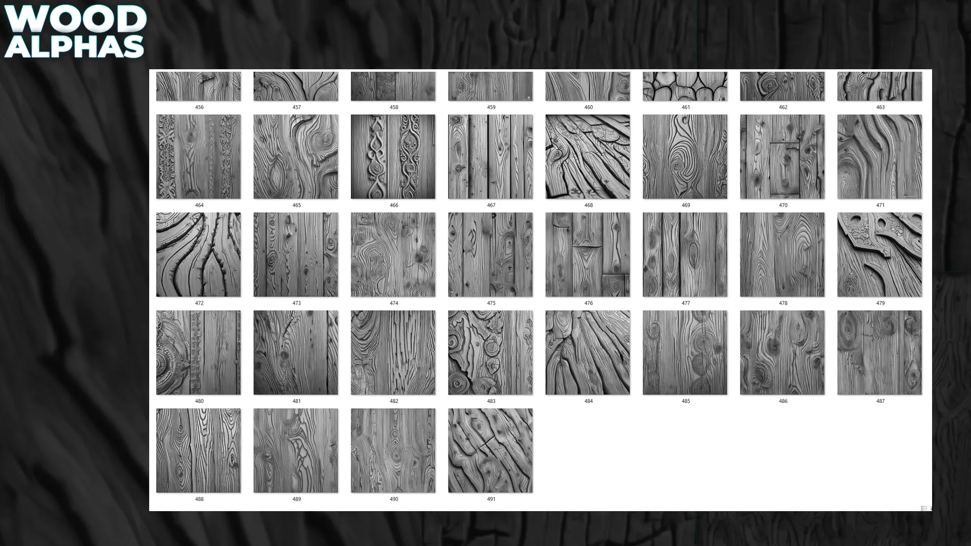 450+ Wood Displacement Map (Alphas) for ZBrush, Blender vol.11