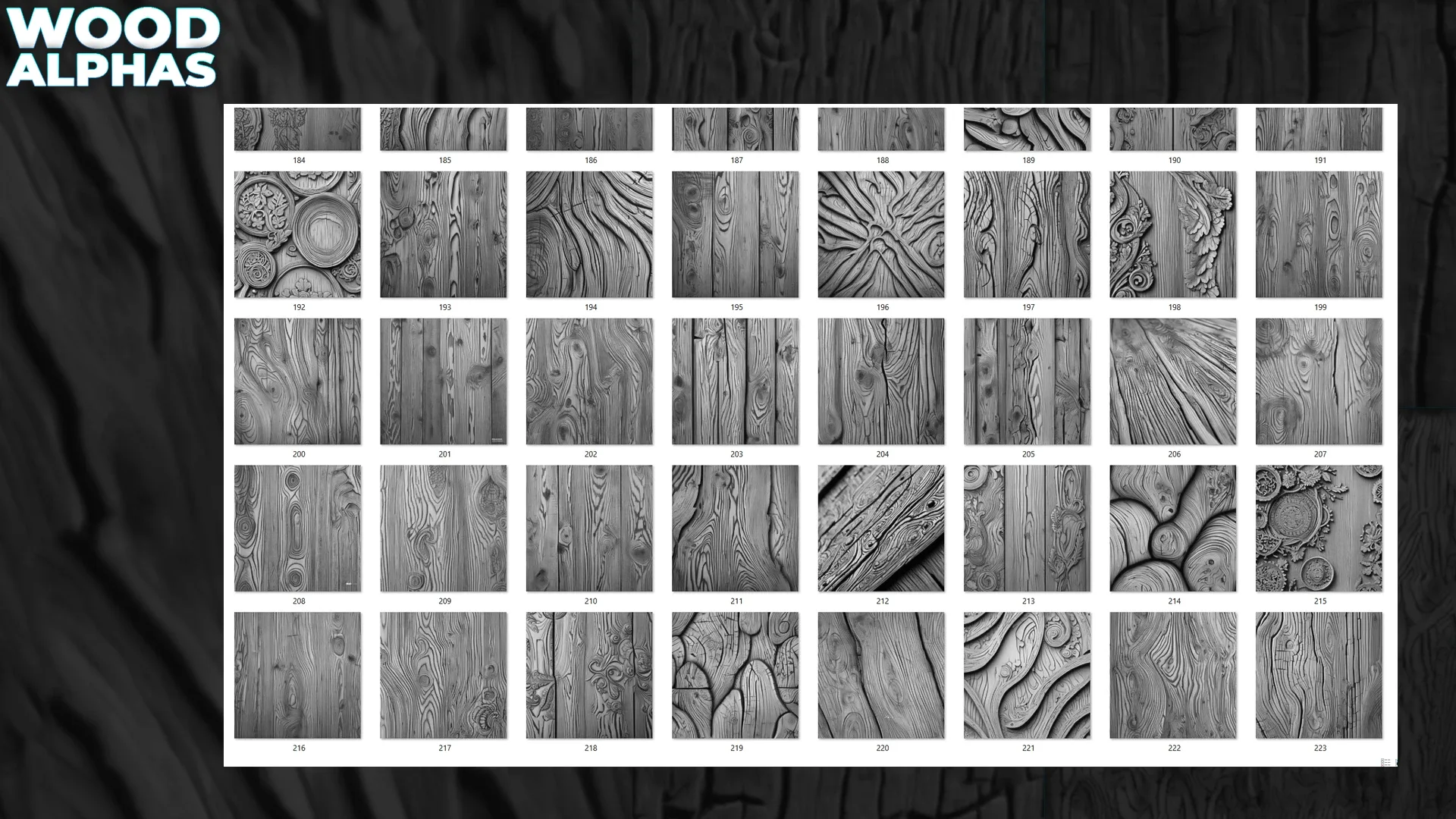 450+ Wood Displacement Map (Alphas) for ZBrush, Blender vol.11