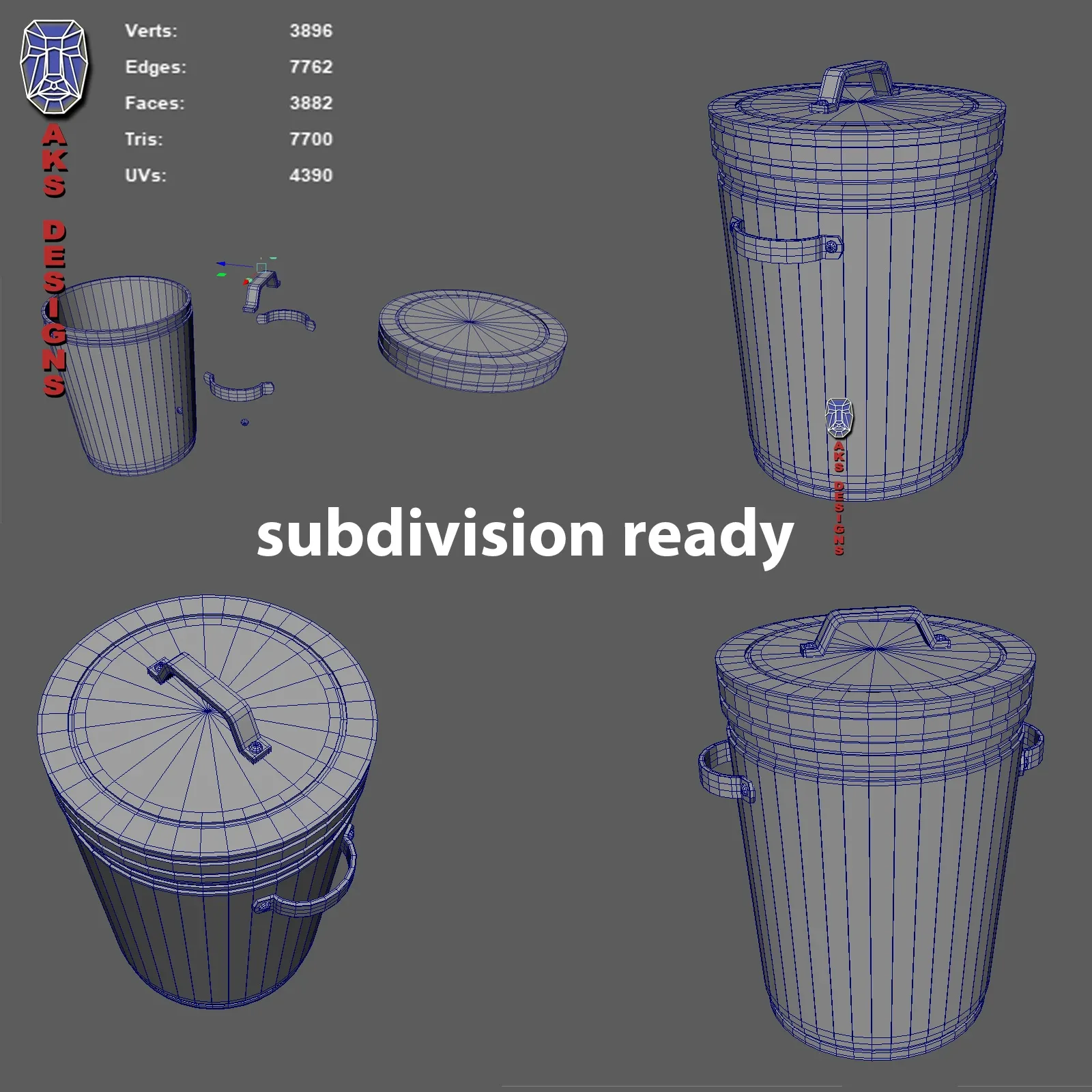 Cartoon dustbin trash can v1