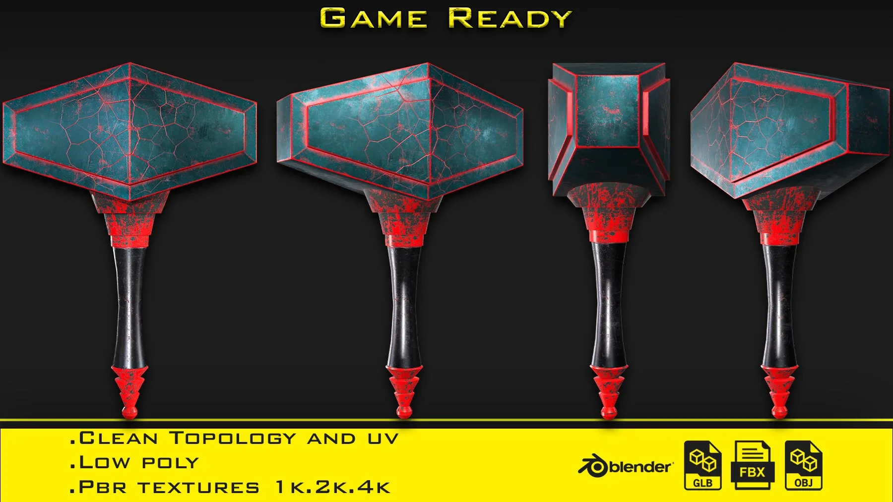 3 Stylized mini hammer - (Game ready)