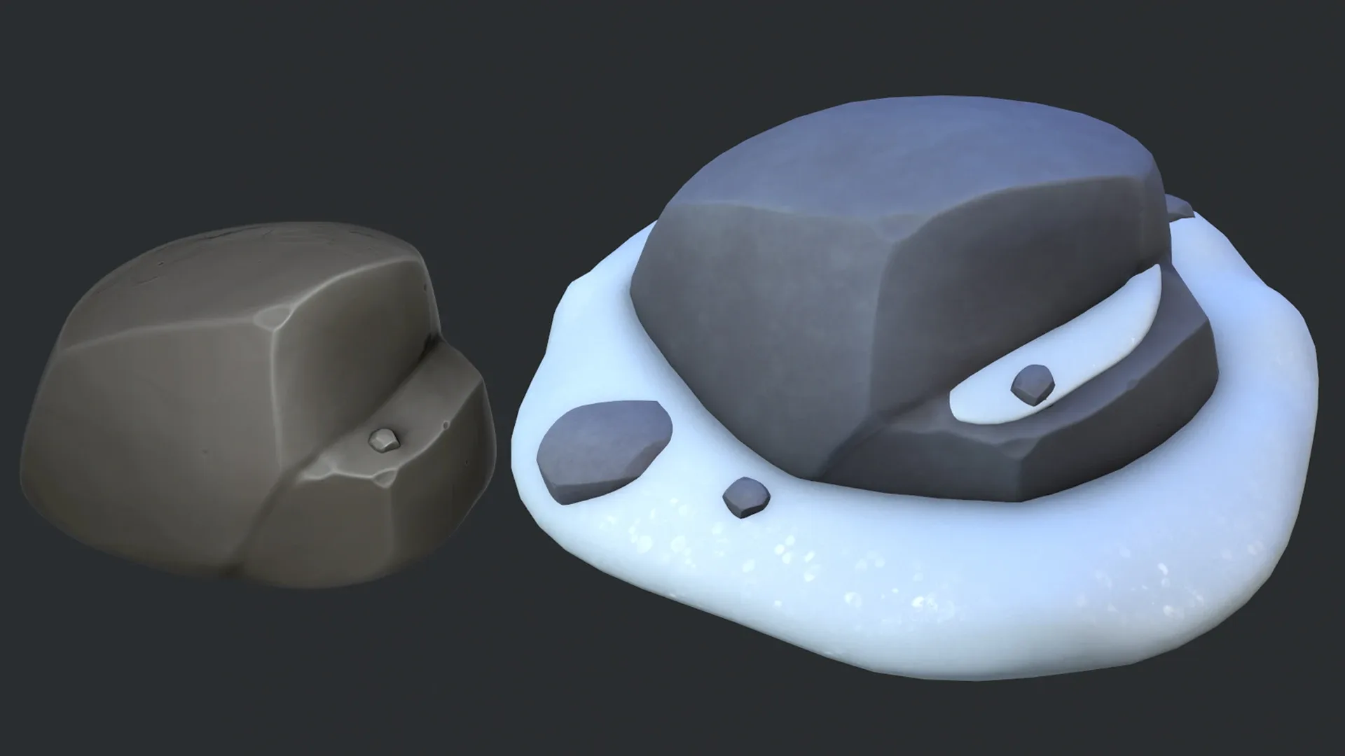 Stylized Snow Rock Diorama For Games 3D Art / Tutorial