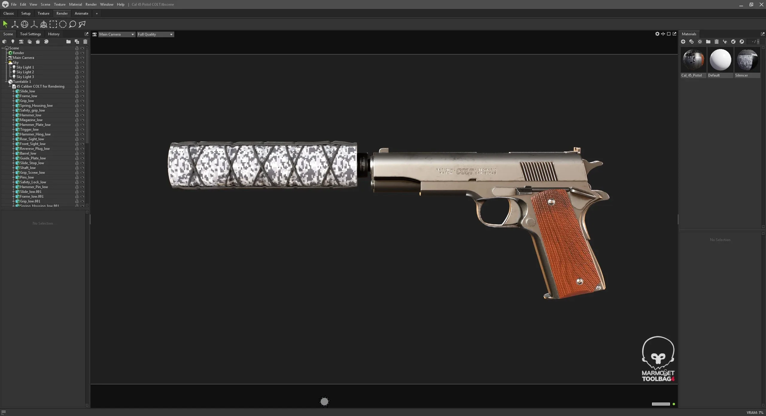 Creating Caliber 45 Pistol inside Blender and Substance 3D Painter