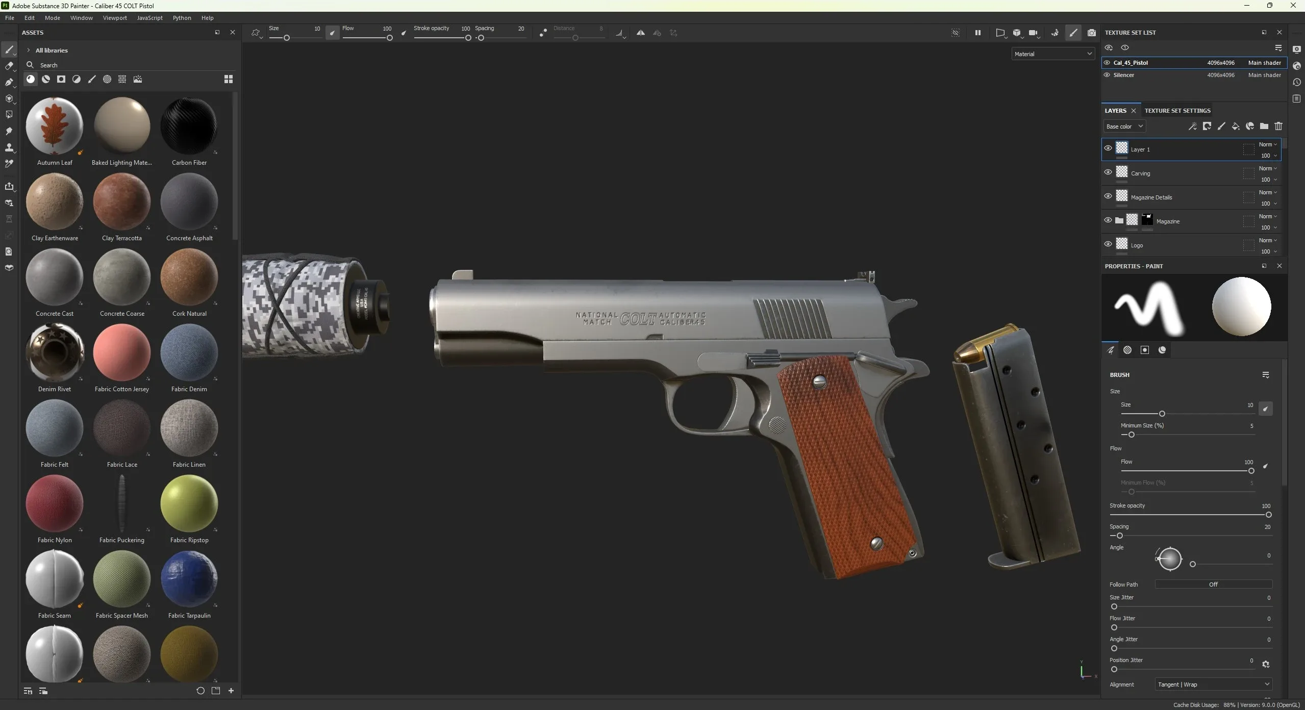 Creating Caliber 45 Pistol inside Blender and Substance 3D Painter