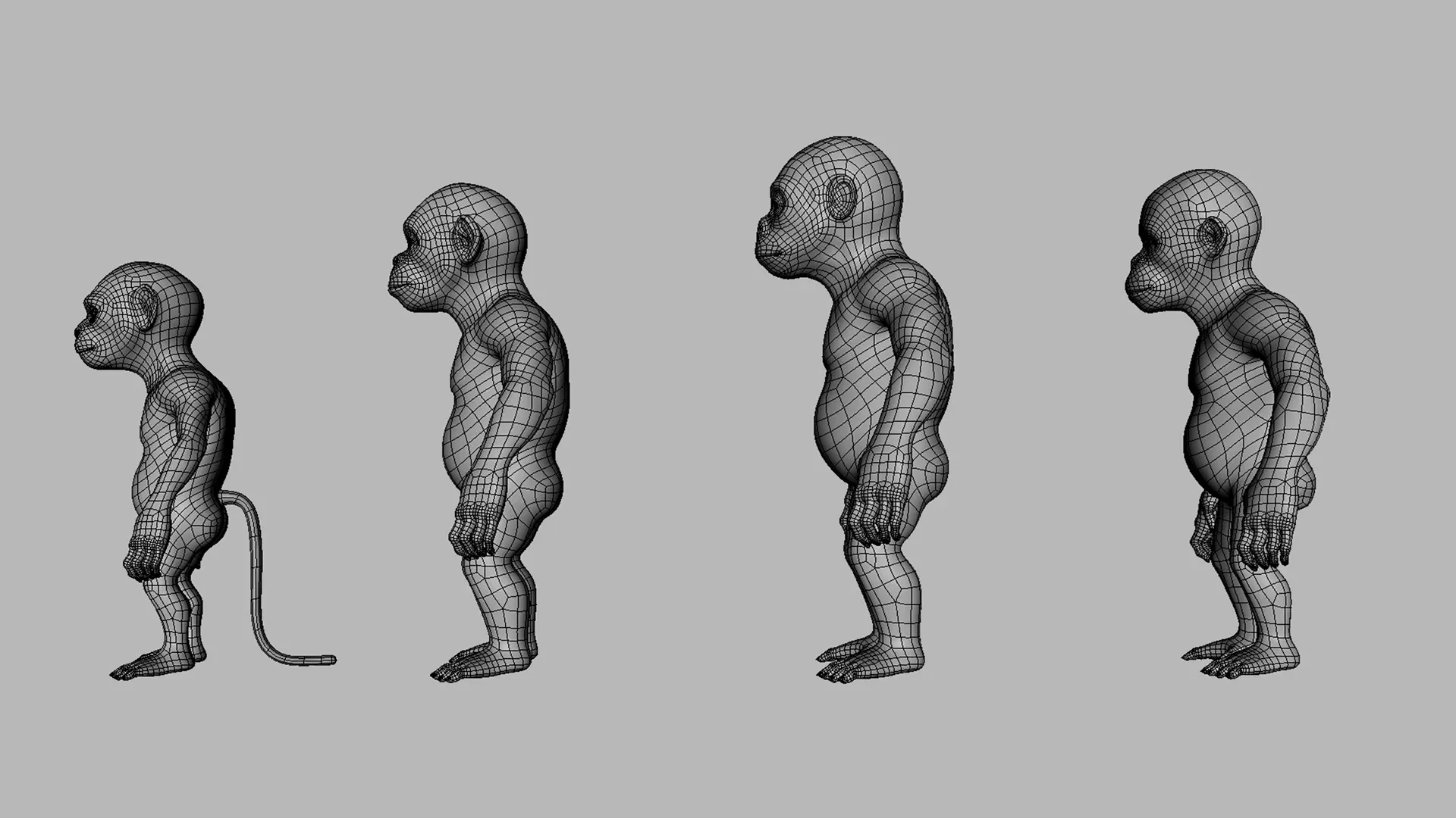 Baby Primate BaseMesh ( Monkey, Chimpanzee, Gorilla, Oragutan )