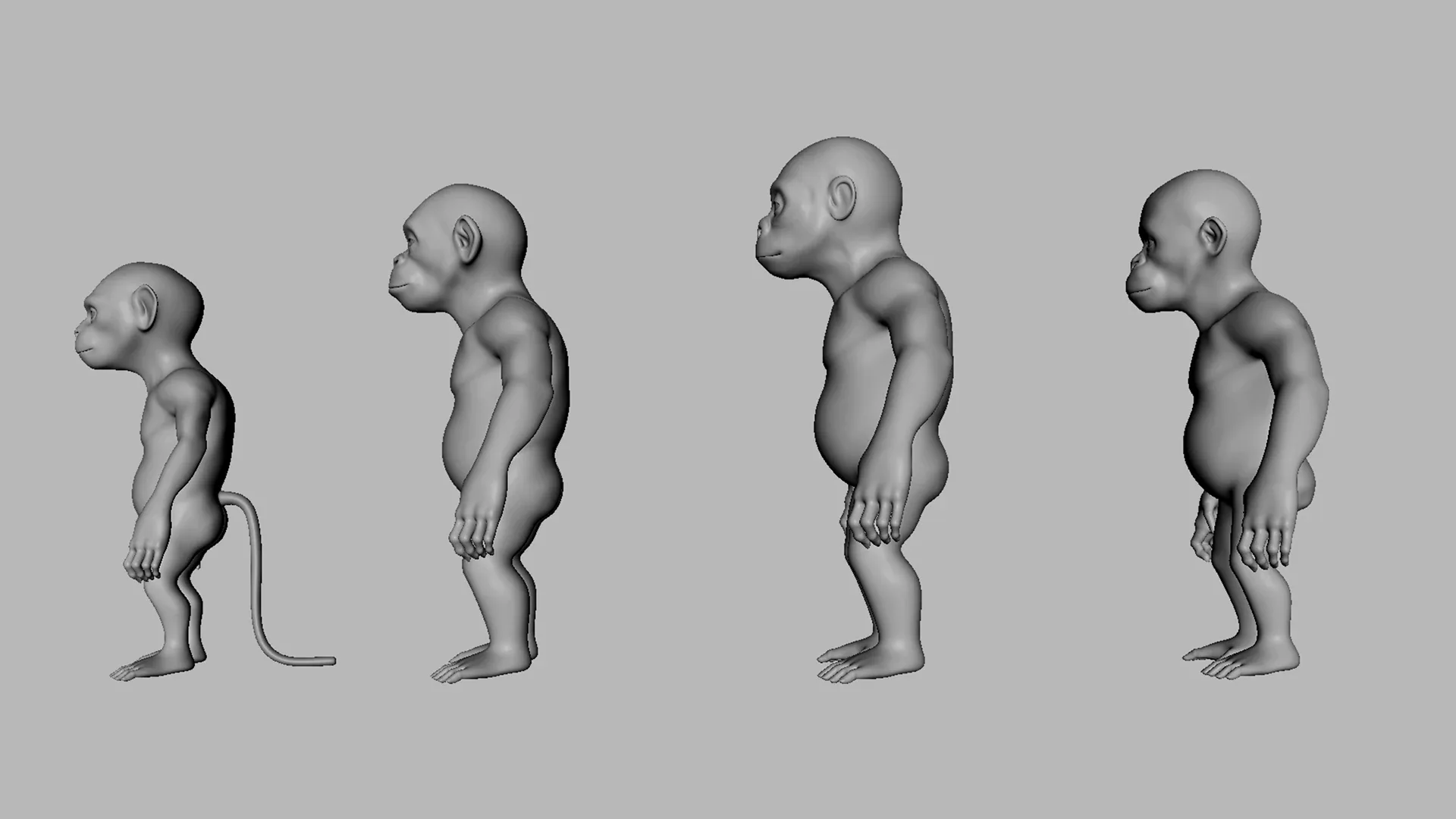 Baby Primate BaseMesh ( Monkey, Chimpanzee, Gorilla, Oragutan )