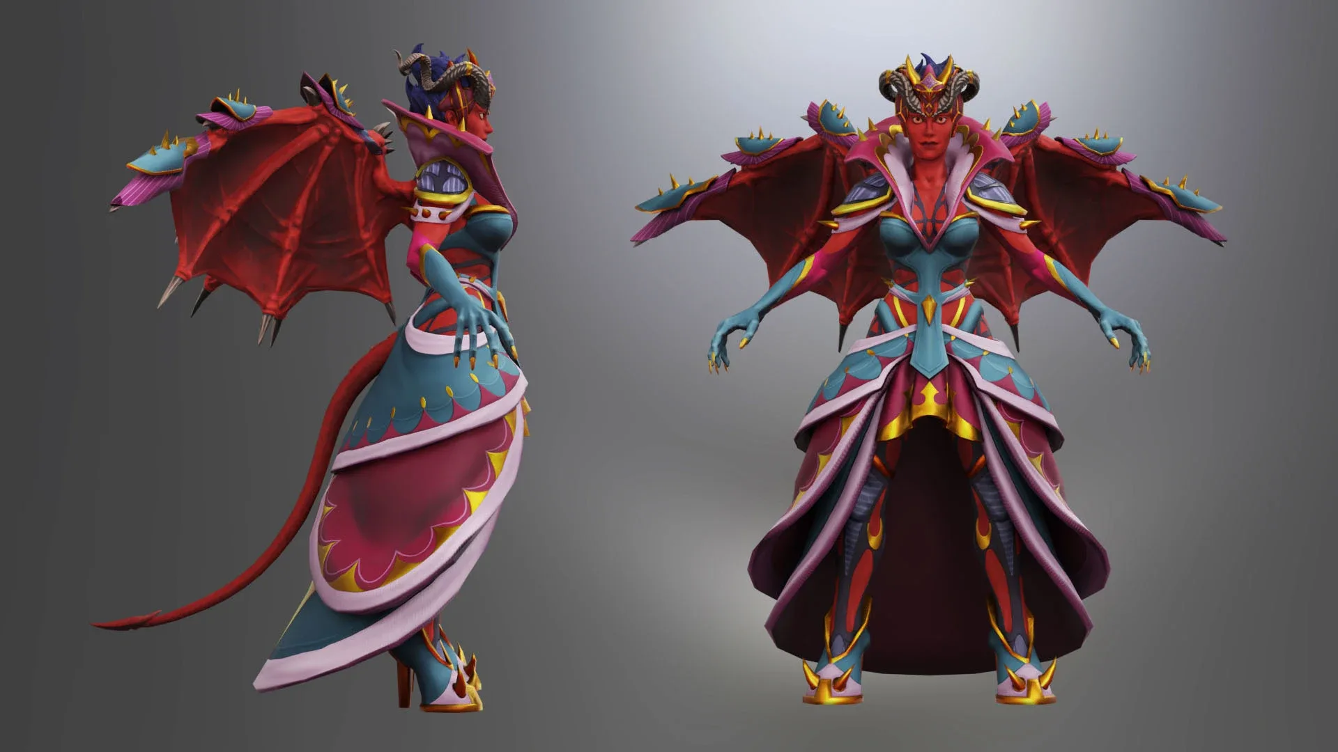 Animated Stylized Low Poly Game Ready Succubus Queen 3D Character