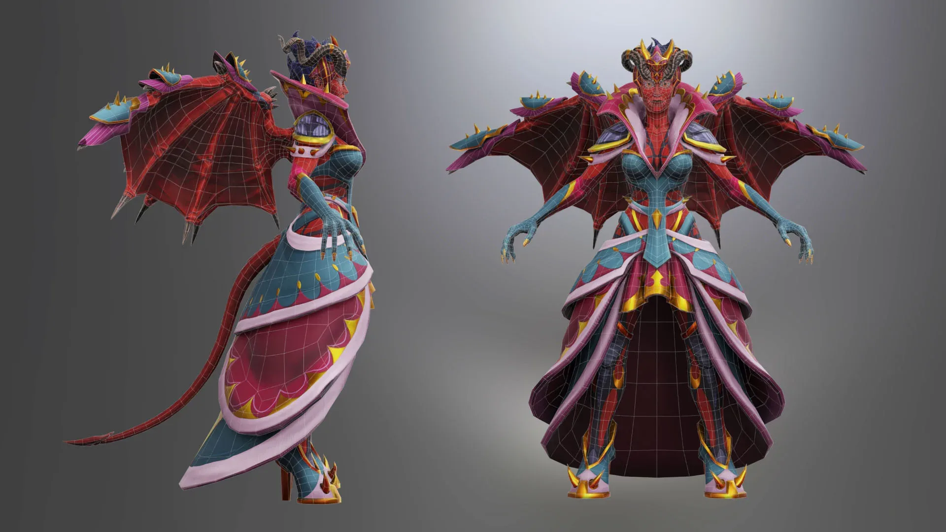 Animated Stylized Low Poly Game Ready Succubus Queen 3D Character