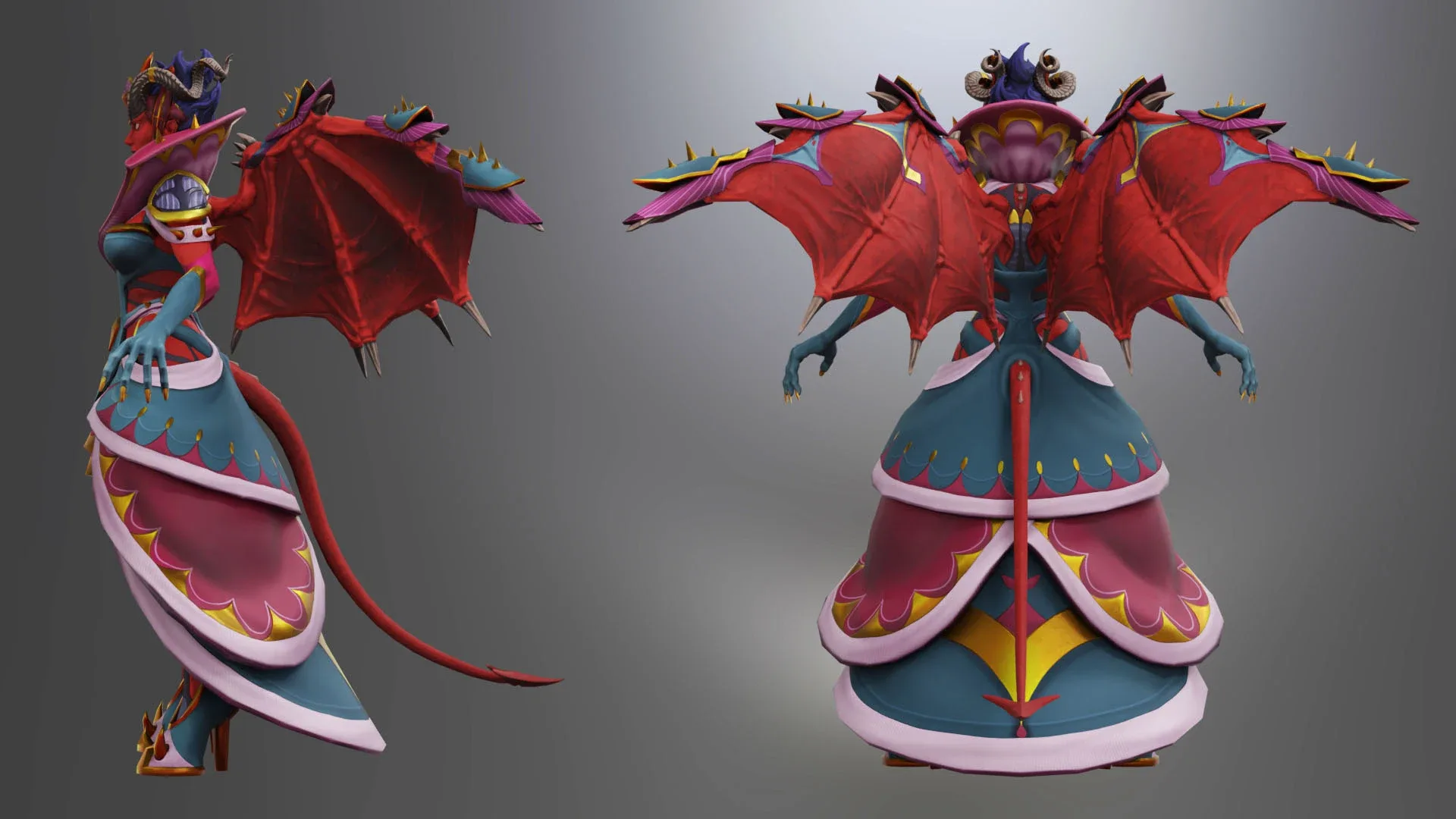 Animated Stylized Low Poly Game Ready Succubus Queen 3D Character