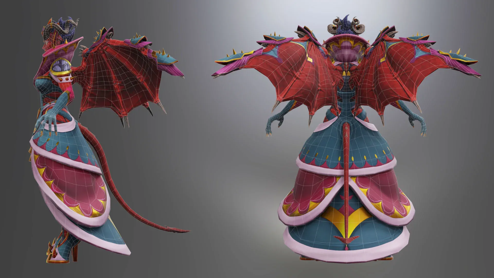 Animated Stylized Low Poly Game Ready Succubus Queen 3D Character