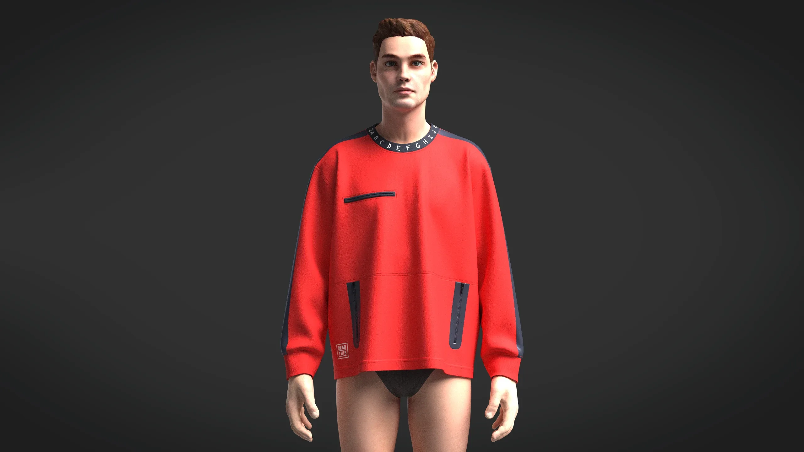 Men Sweatshirt - Red And Blue | Marvelous / Clo3d / obj / fbx