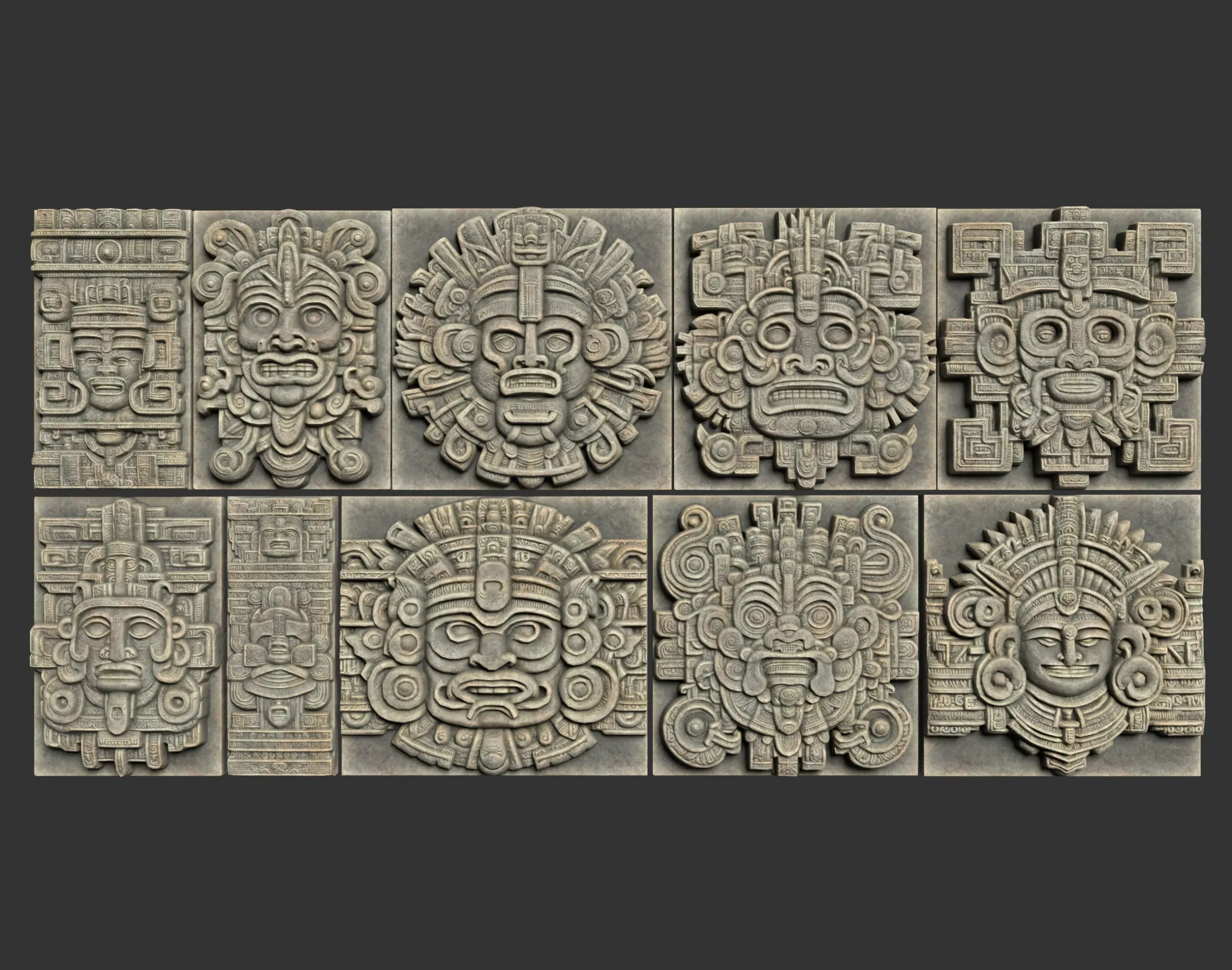 Low poly Mayan Temple Wall Decor 231206