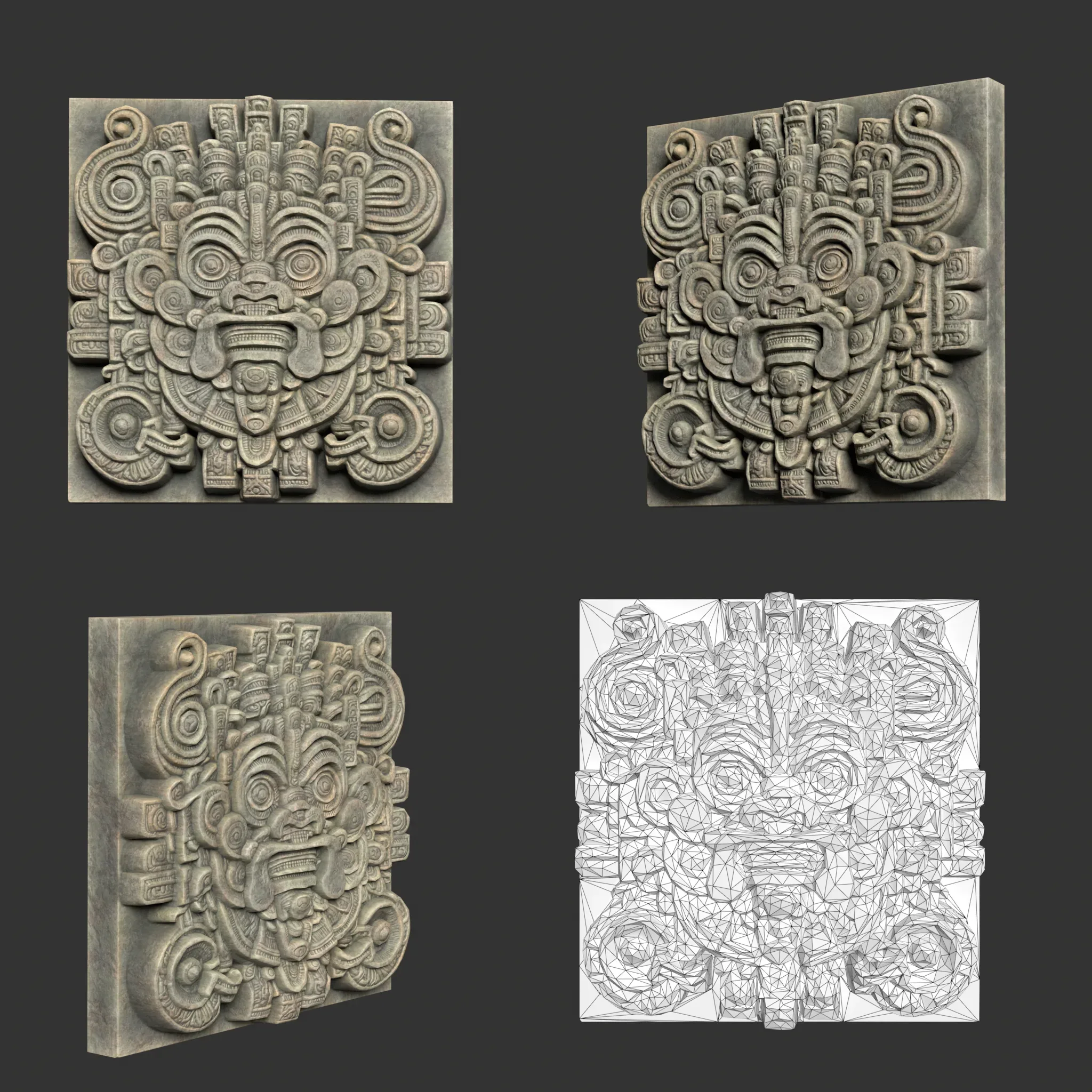 Low poly Mayan Temple Wall Decor 231206